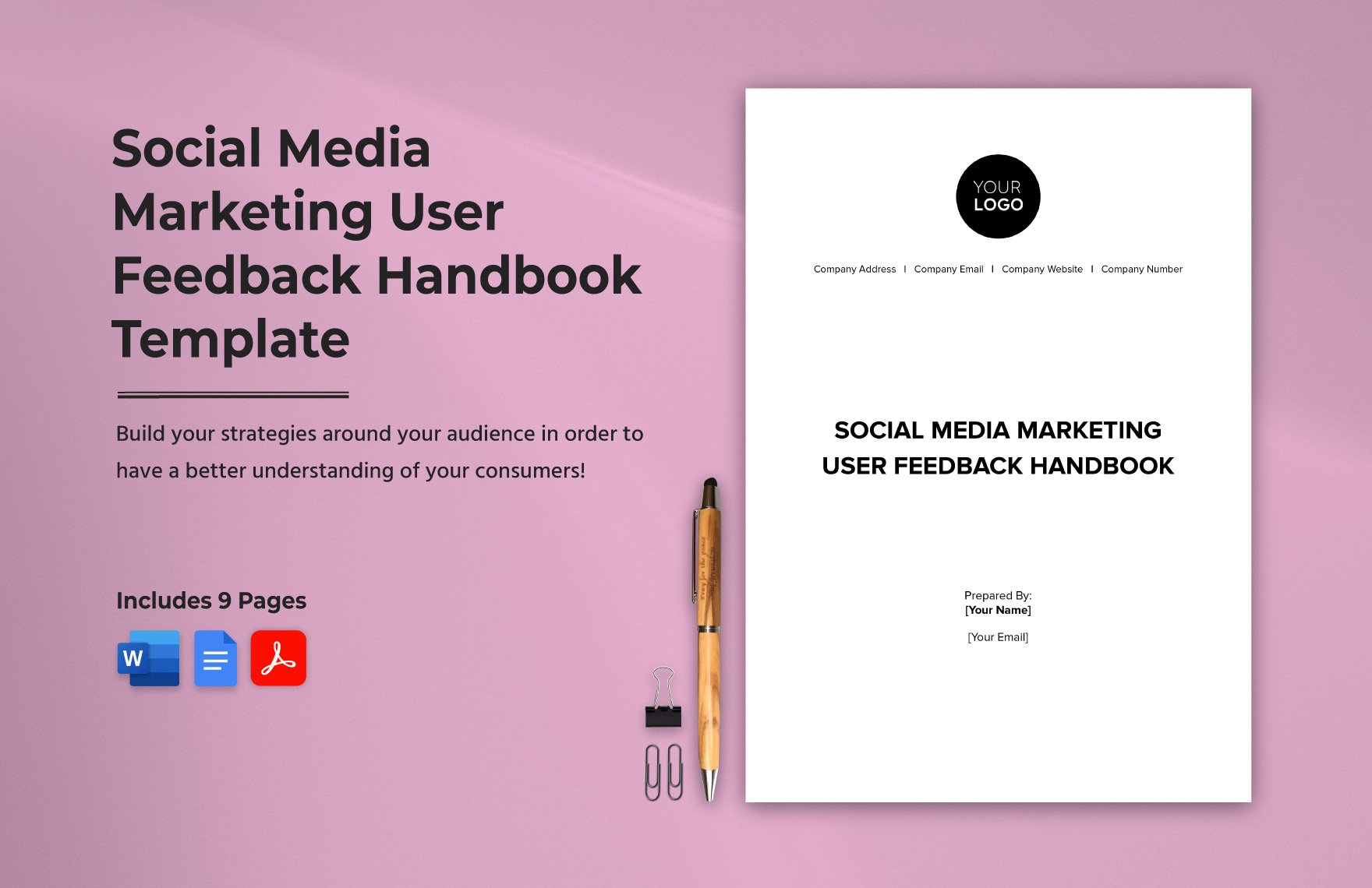 Social Media Marketing User Feedback Handbook Template in Word, Google Docs, PDF