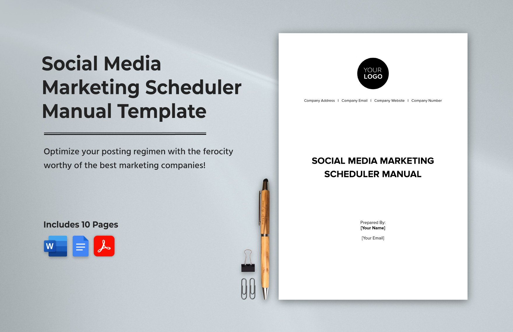 Social Media Marketing Scheduler Manual Template in Word, Google Docs, PDF