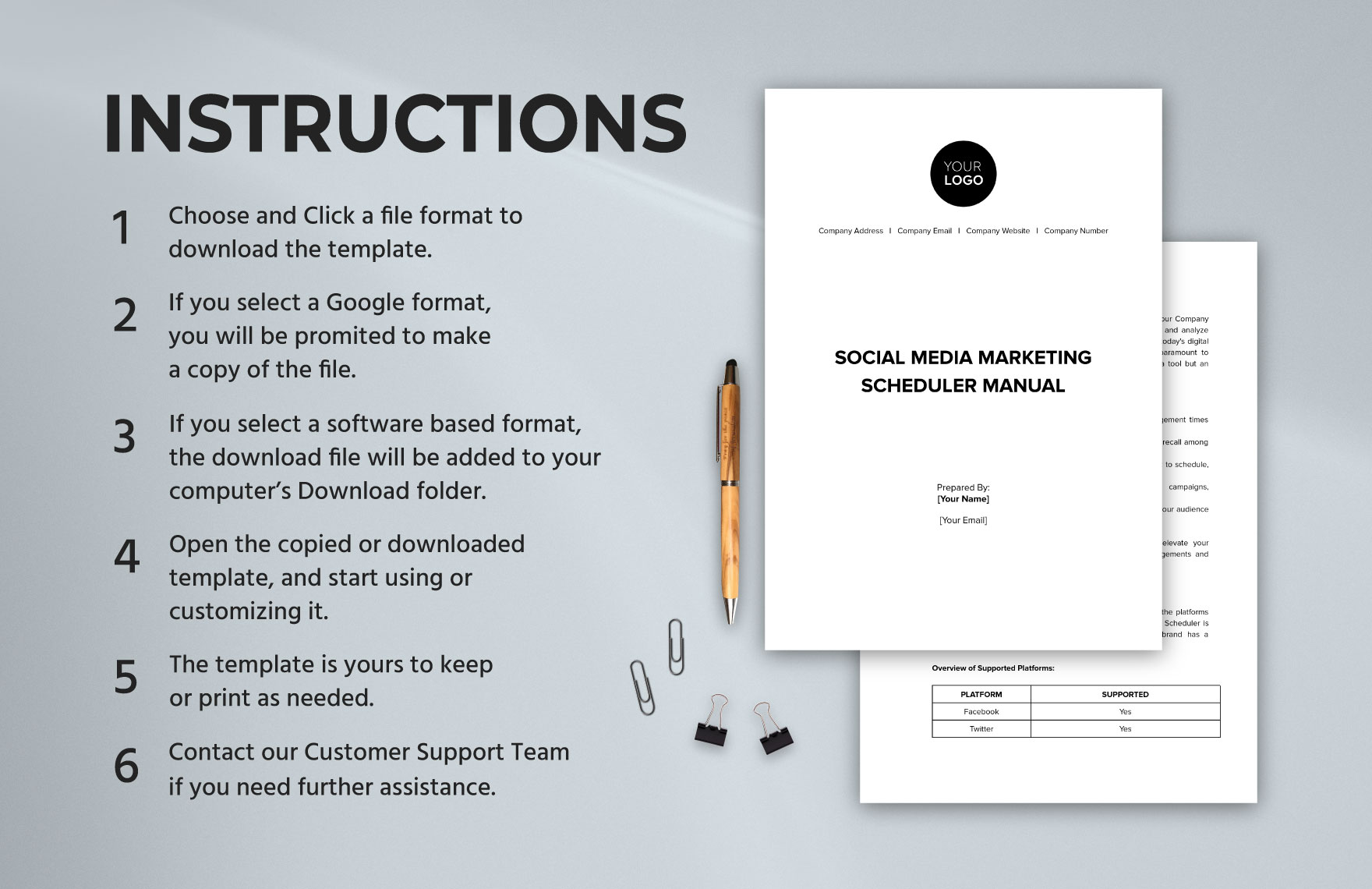Social Media Marketing Scheduler Manual Template