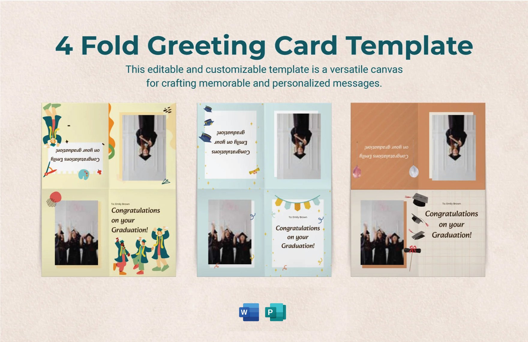 4 Fold Greeting Card Template in Word, Apple Pages, Publisher