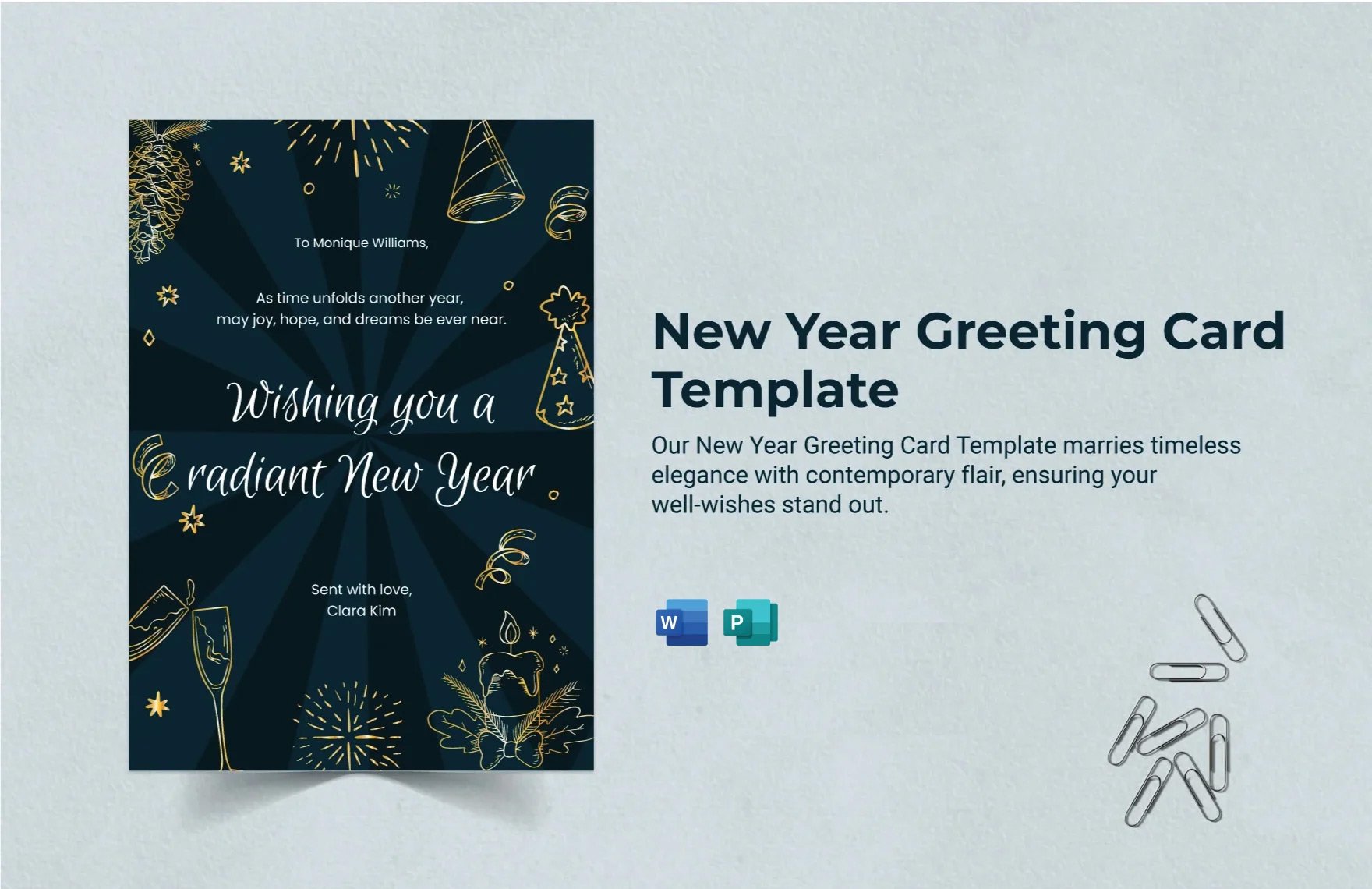 Free New Year Greeting Card Template in Word, Publisher