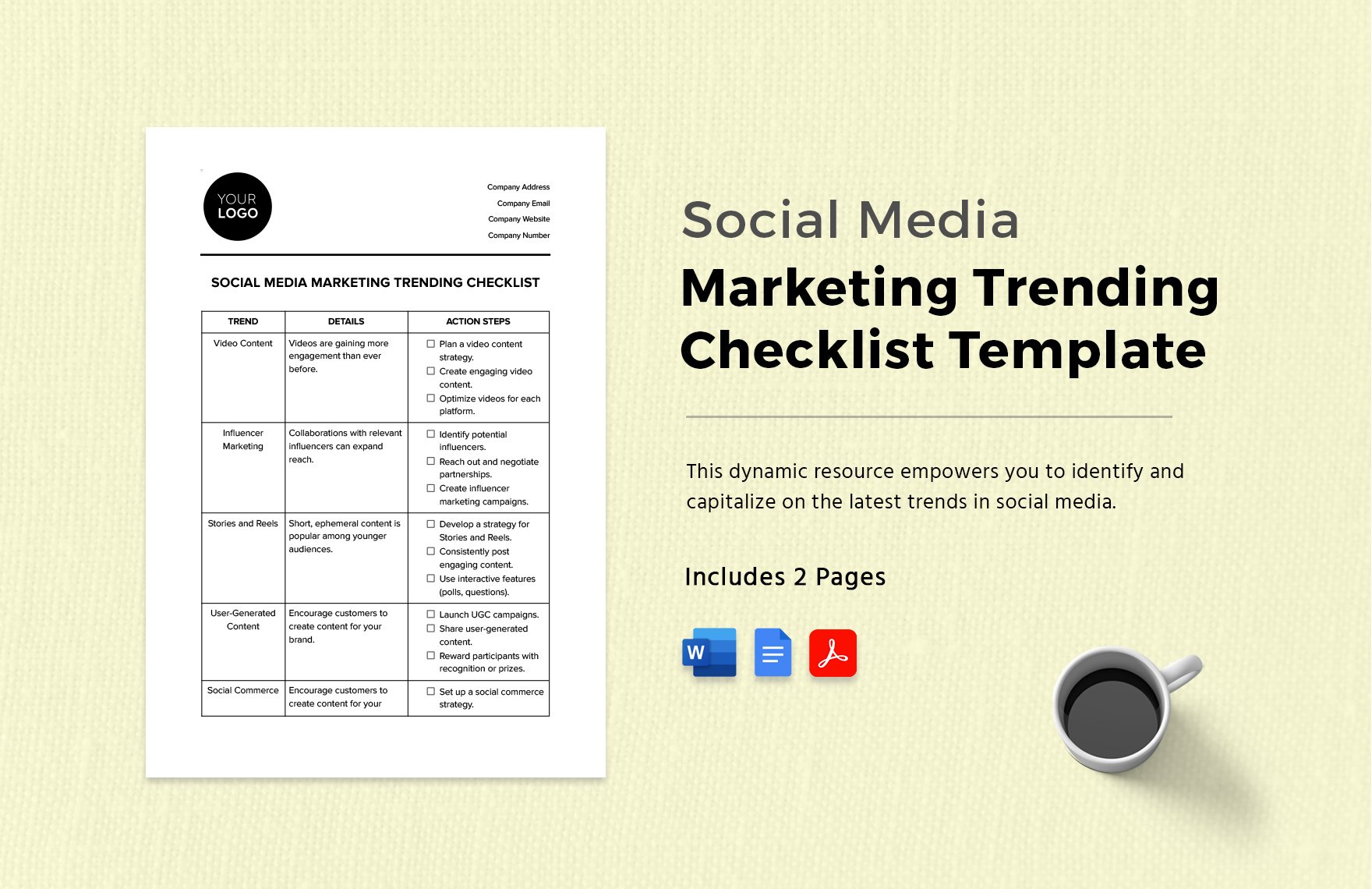 Social Media Marketing Trending Checklist Template in Word, Google Docs, PDF
