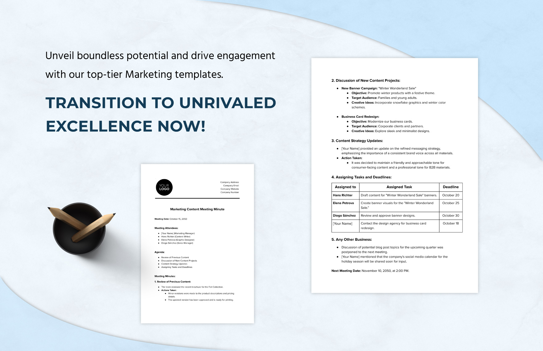 Marketing Content Meeting Minute Template
