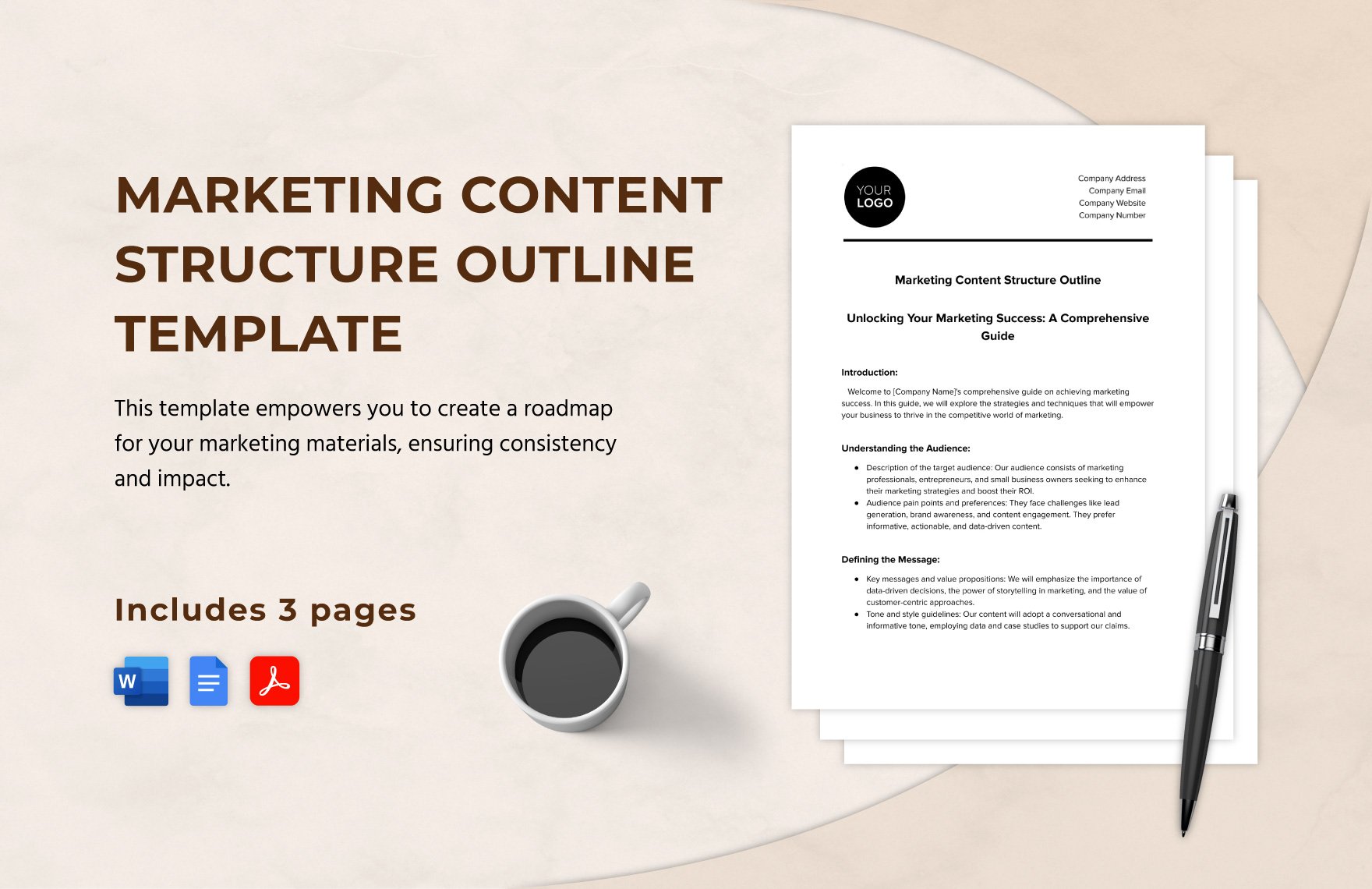 Marketing Content Structure Outline Template in Word, Google Docs, PDF