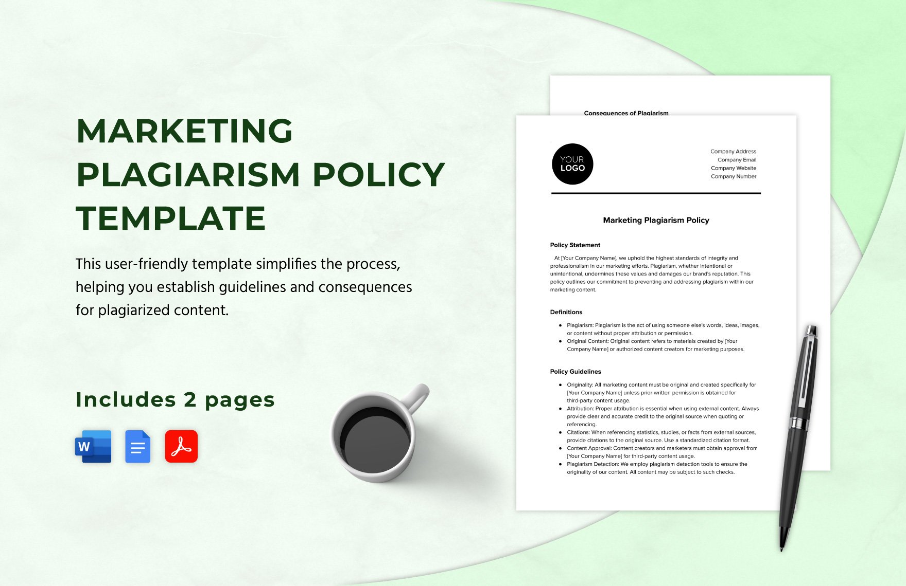 Marketing Plagiarism Policy Template in Word, Google Docs, PDF