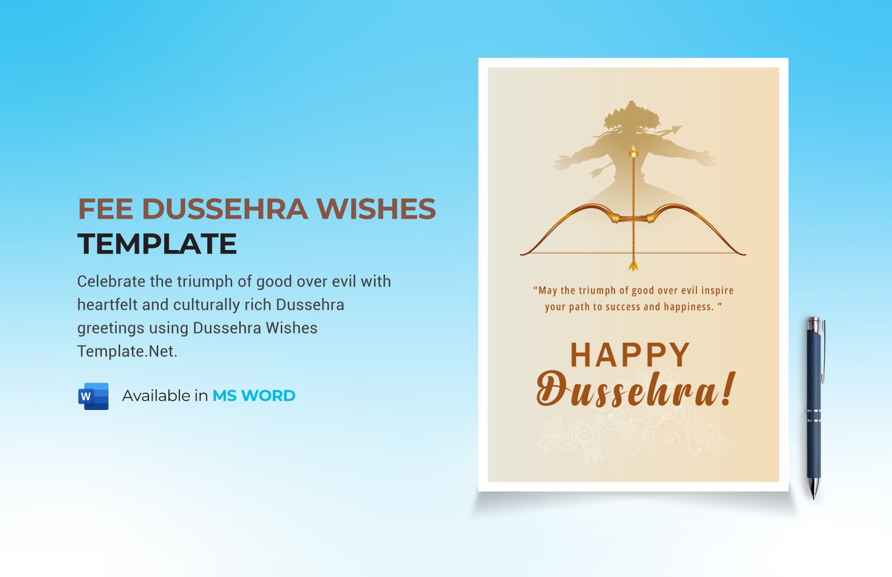 Free Dussehra Wishes Template in Word