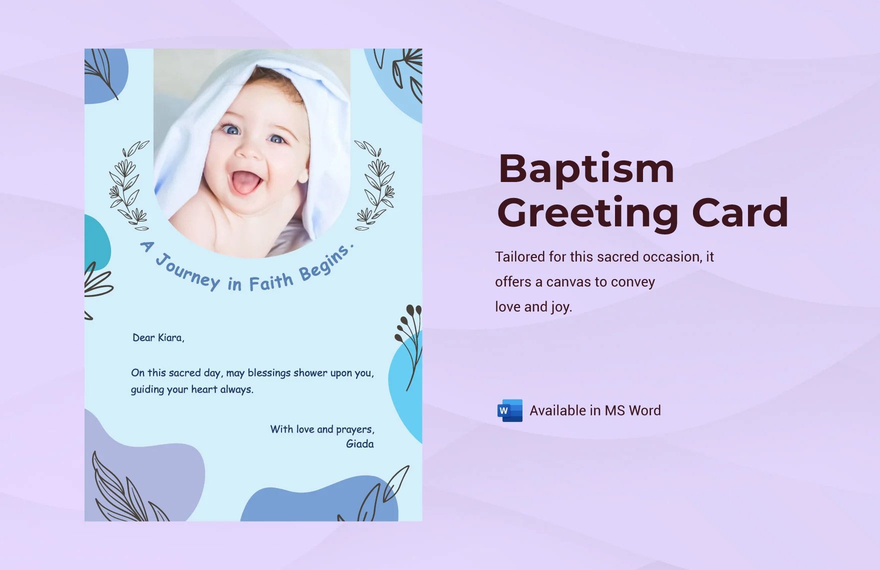 Free Baptism Greeting Card Template in Word