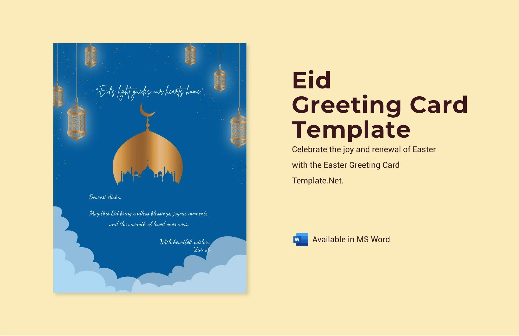Free Eid Greeting Card Template in Word