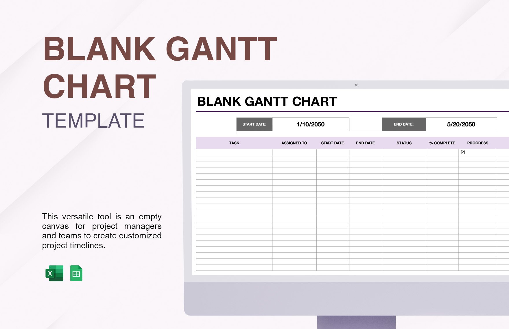 Free Blank Gantt Chart Template in Excel, Google Sheets