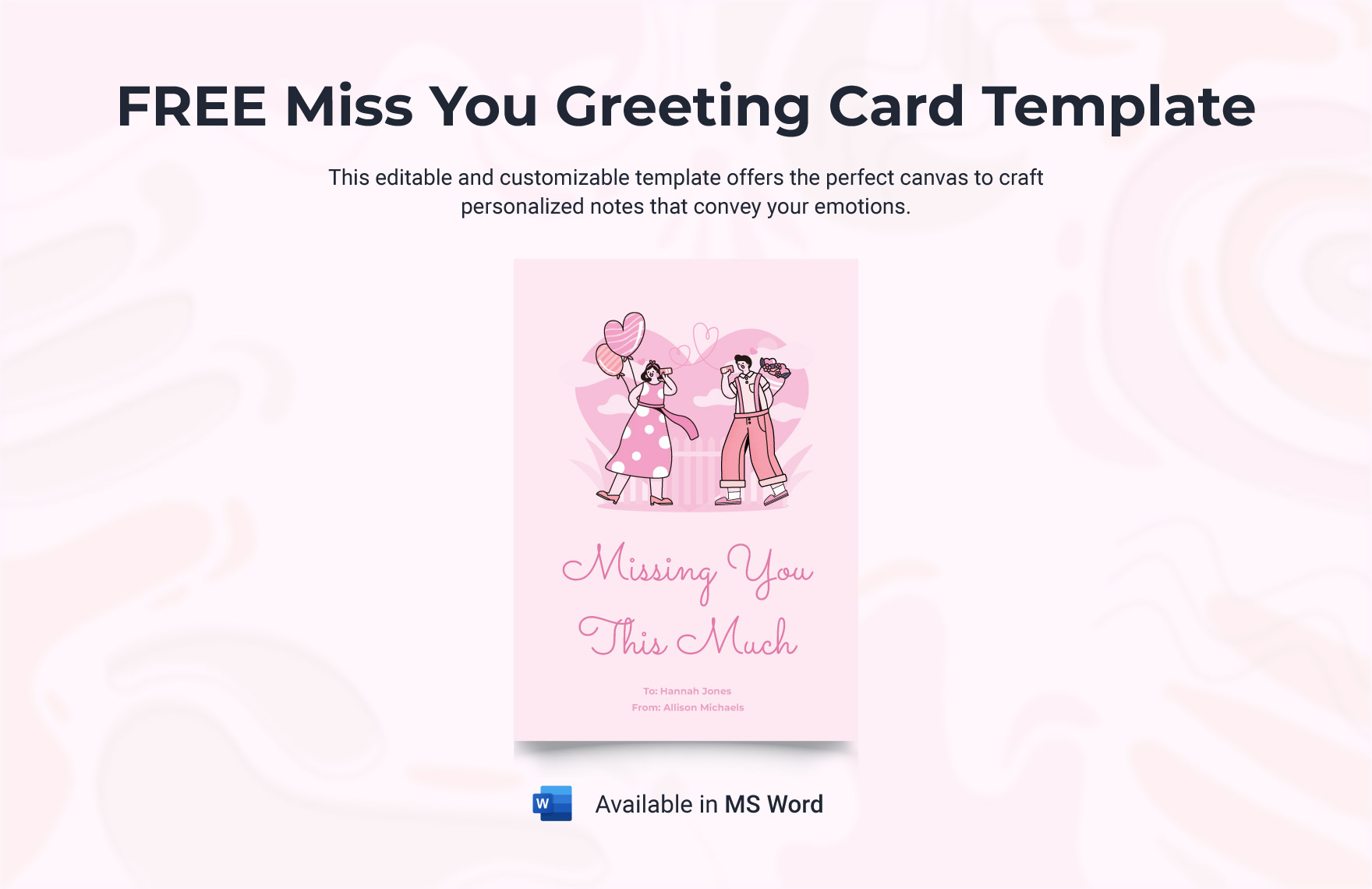 Miss You Greeting Card Template