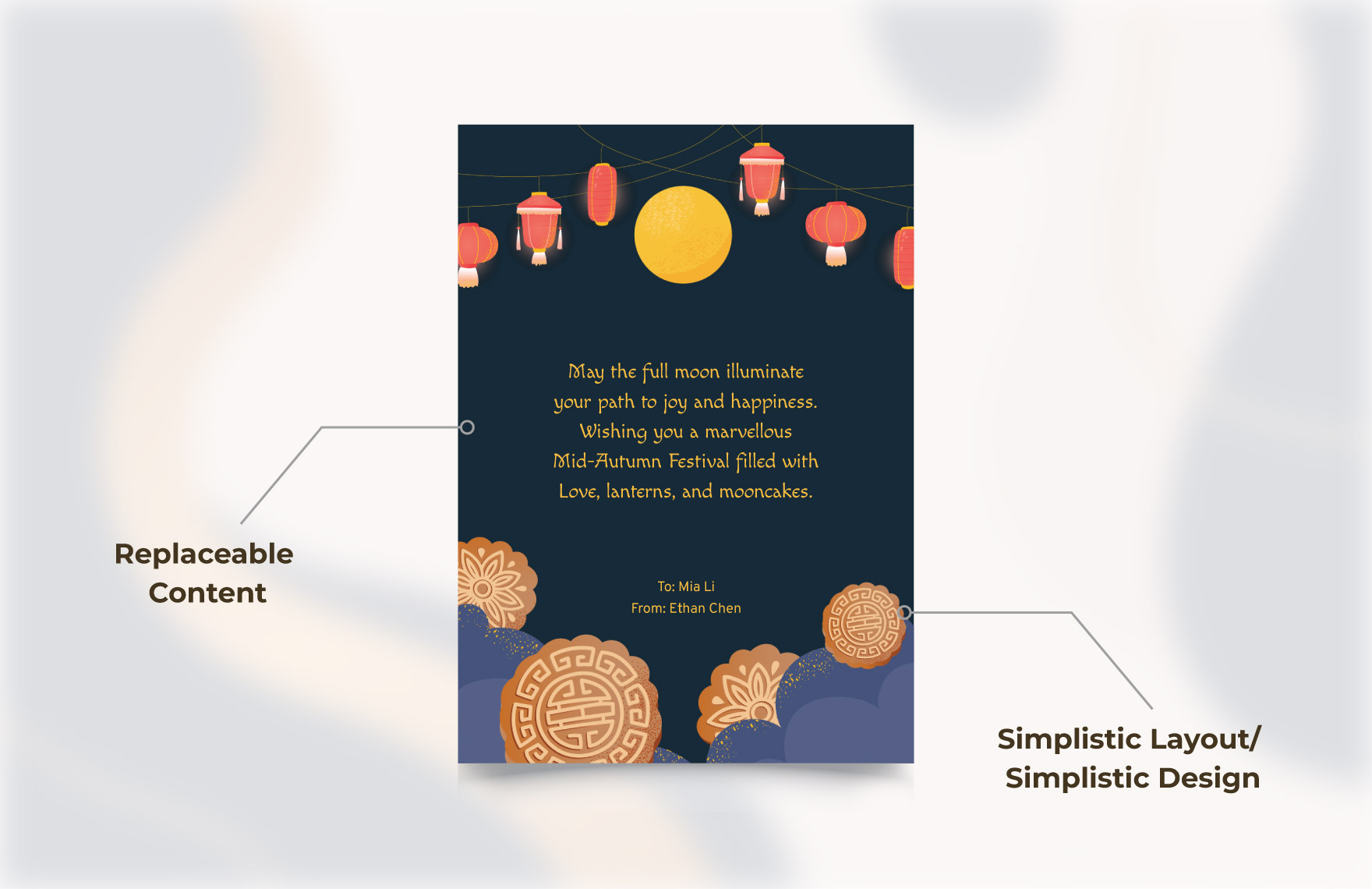 Mid Autumn Festival Greeting Card Template