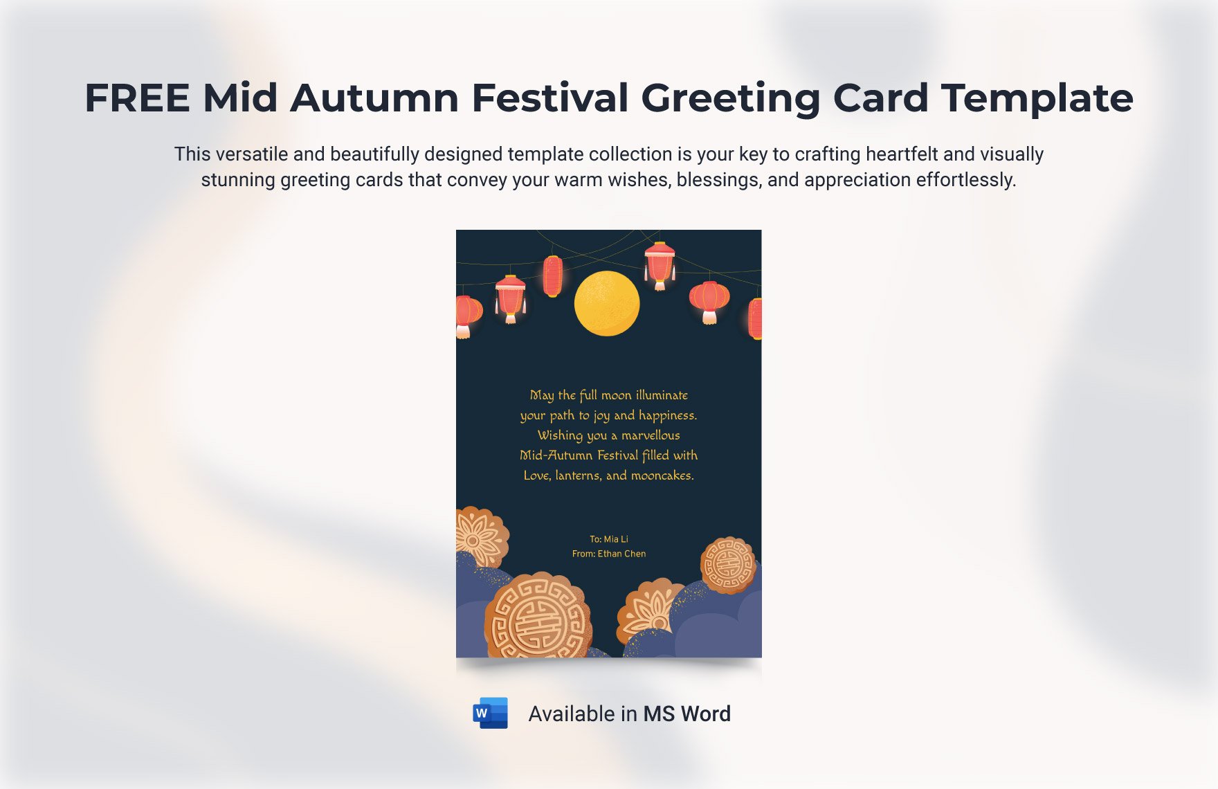 Mid Autumn Festival Greeting Card Template