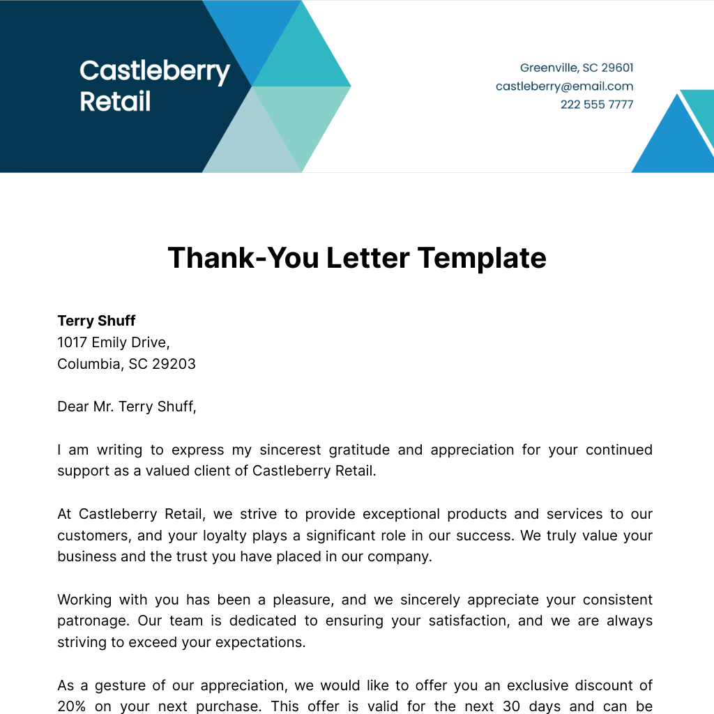 Thank-You Letter  Template - Edit Online & Download