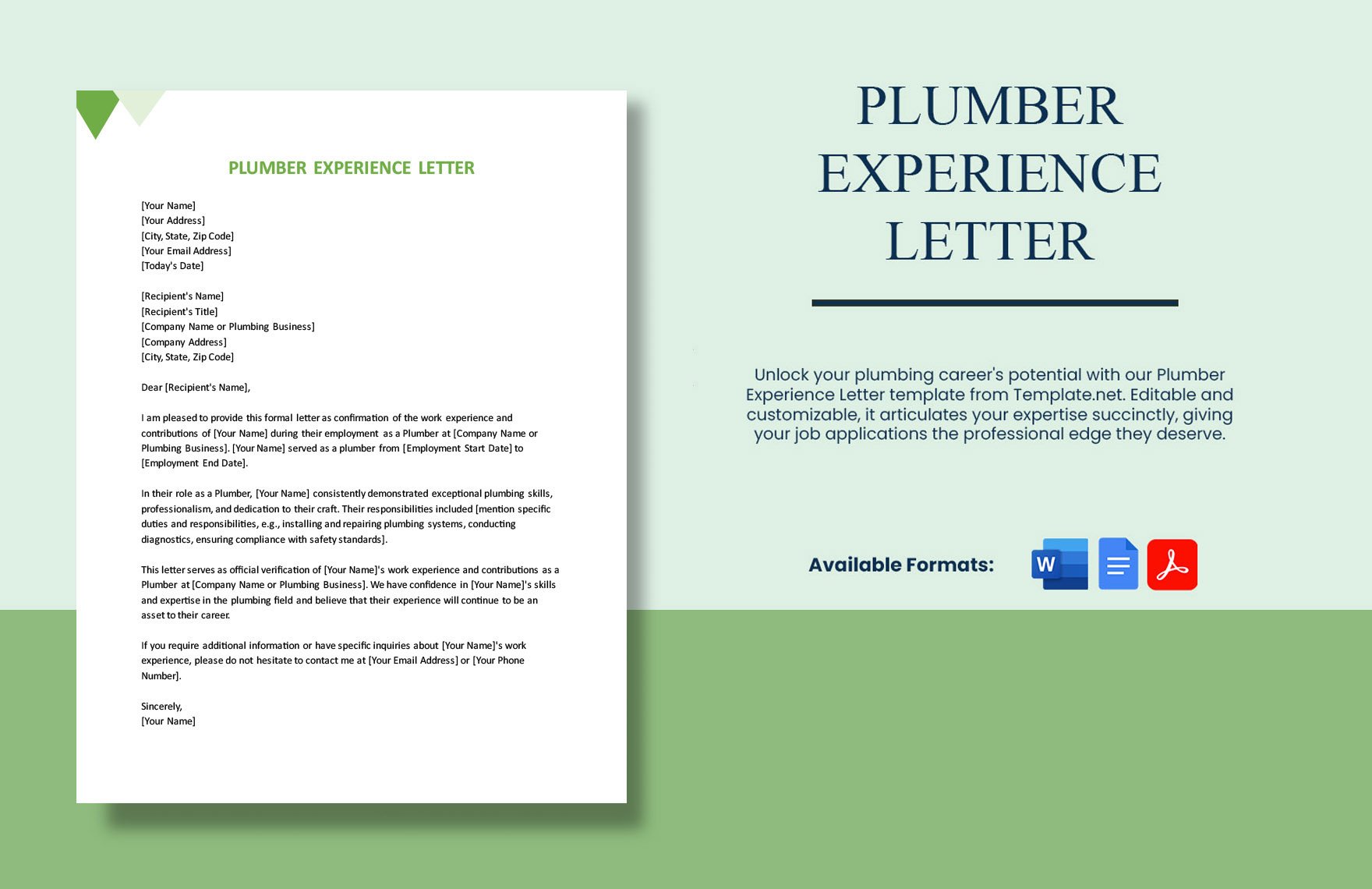 Free Plumber Experience Letter