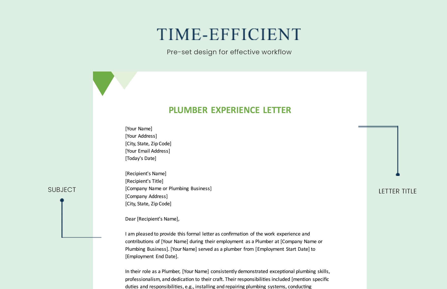 Plumber Experience Letter