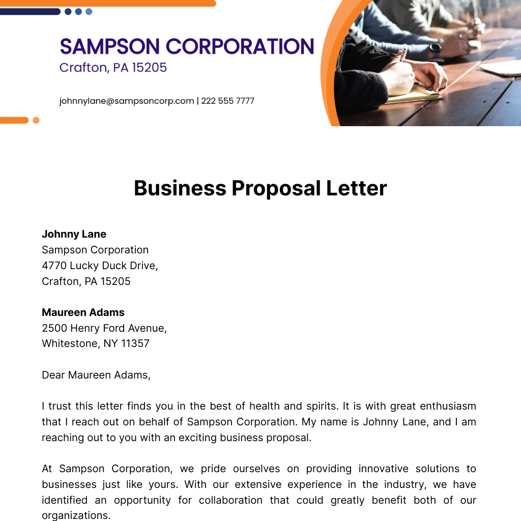 Business Proposal Letter  Template - Edit Online & Download