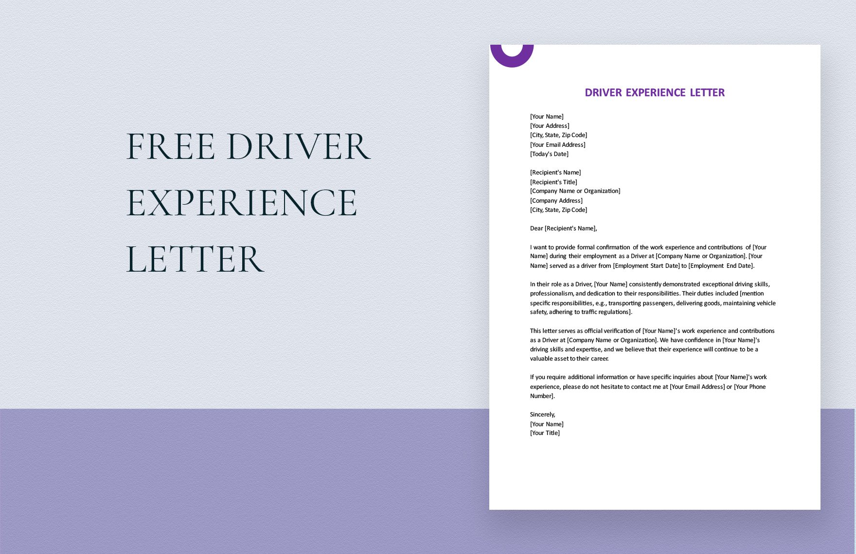 Driver Experience Letter