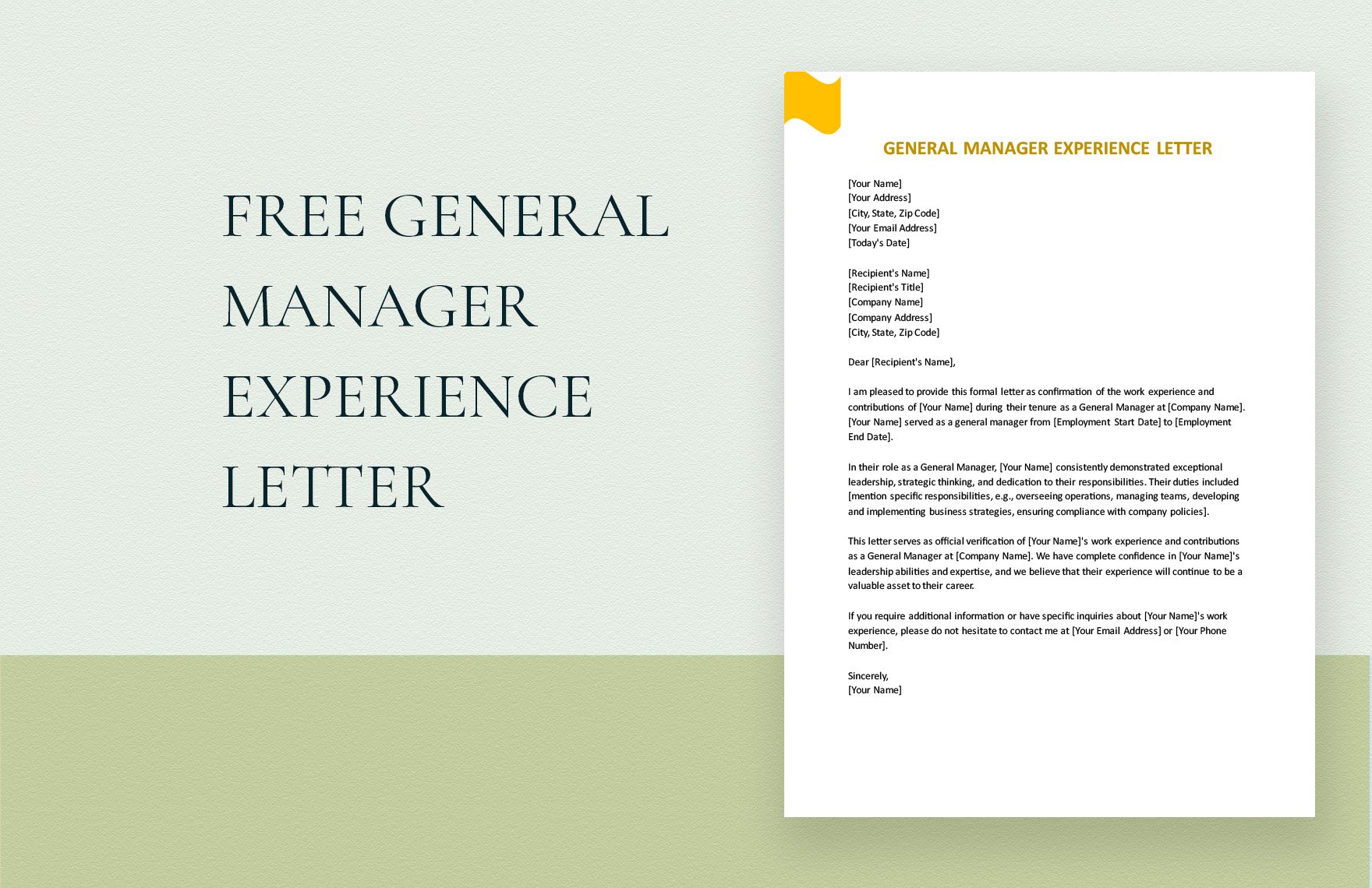 General Manager Experience Letter