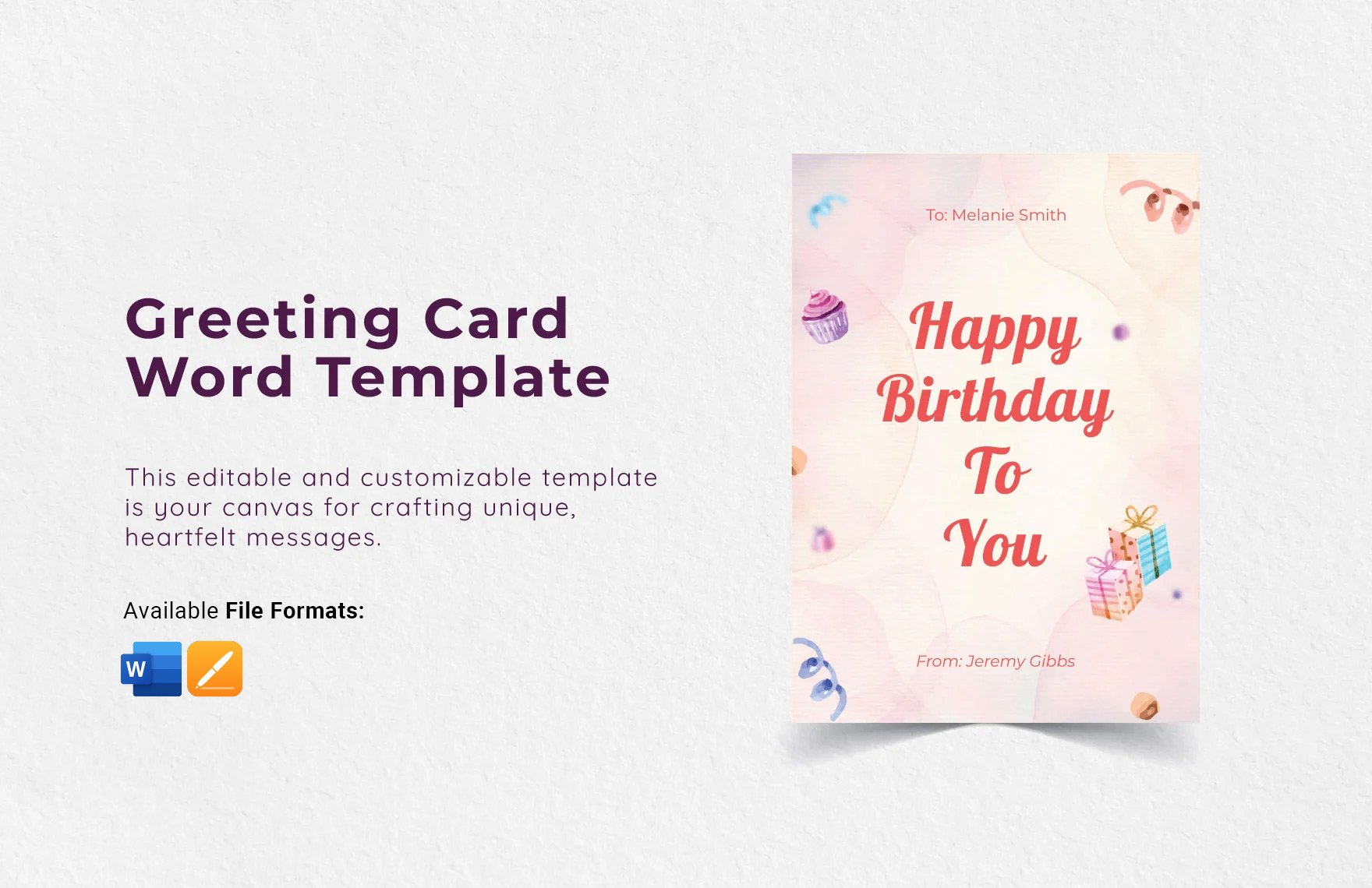 Free Greeting Card Word Template in Word, Apple Pages