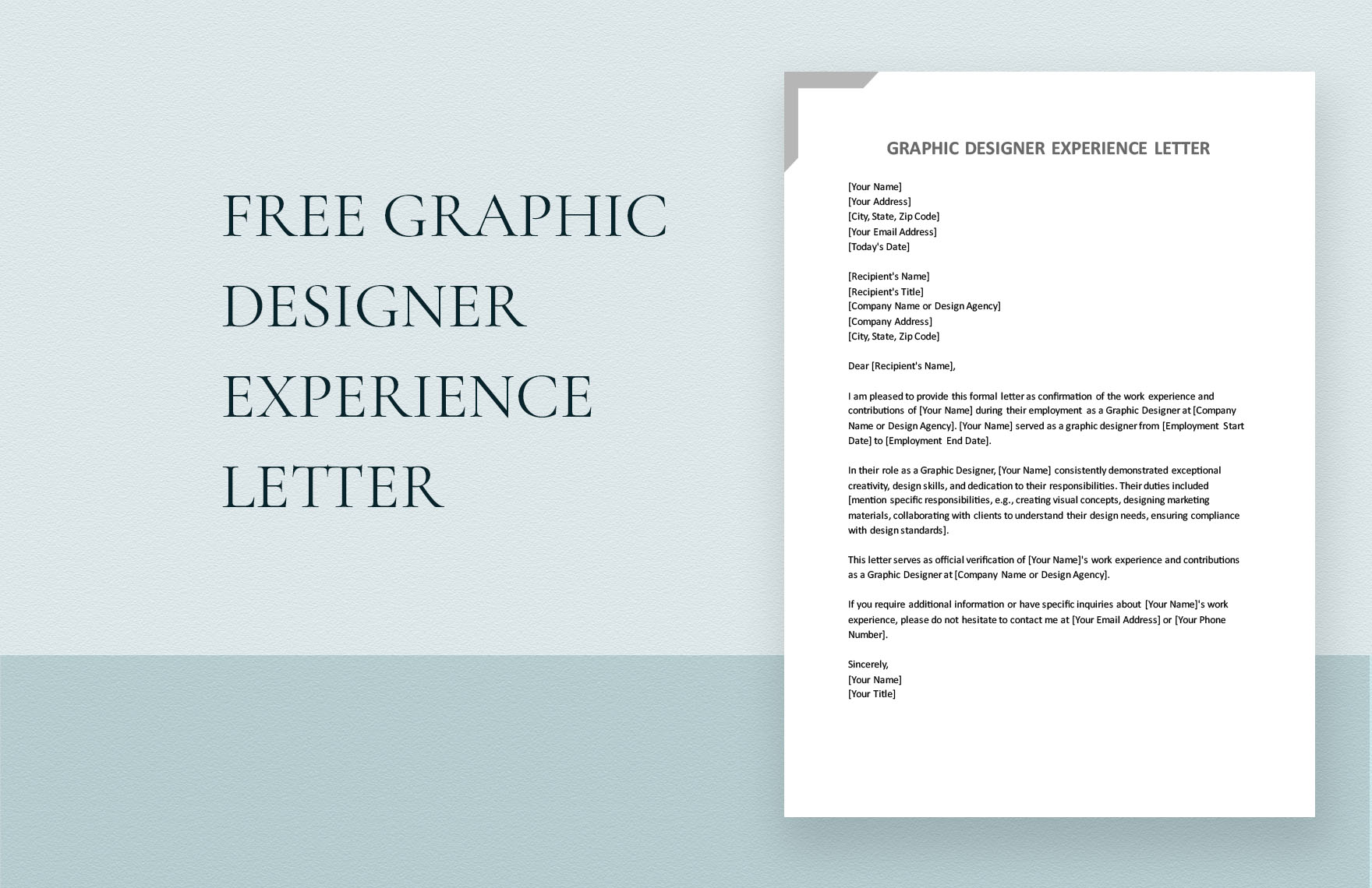 Graphic Designer Experience Letter