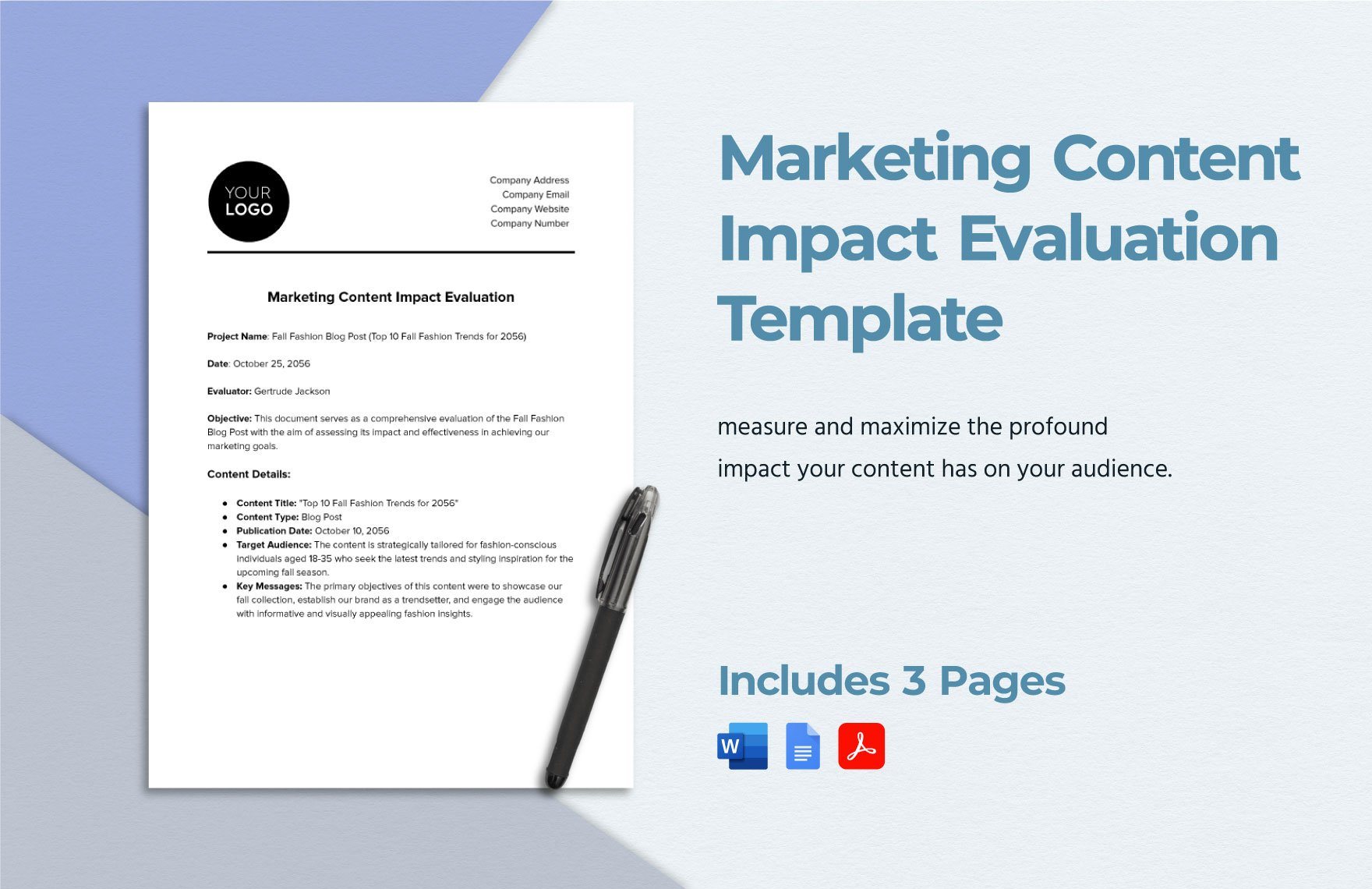 Marketing Content Impact Evaluation Template