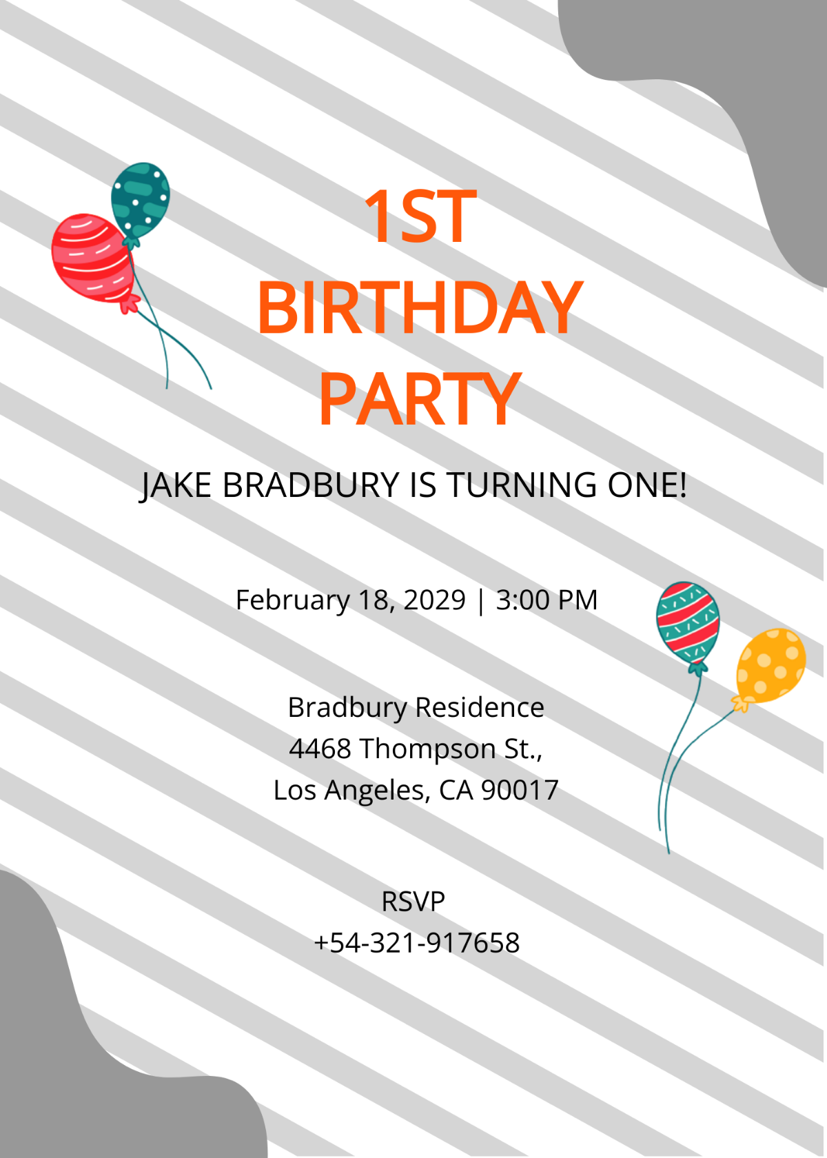 1st Birthday Invitation Template