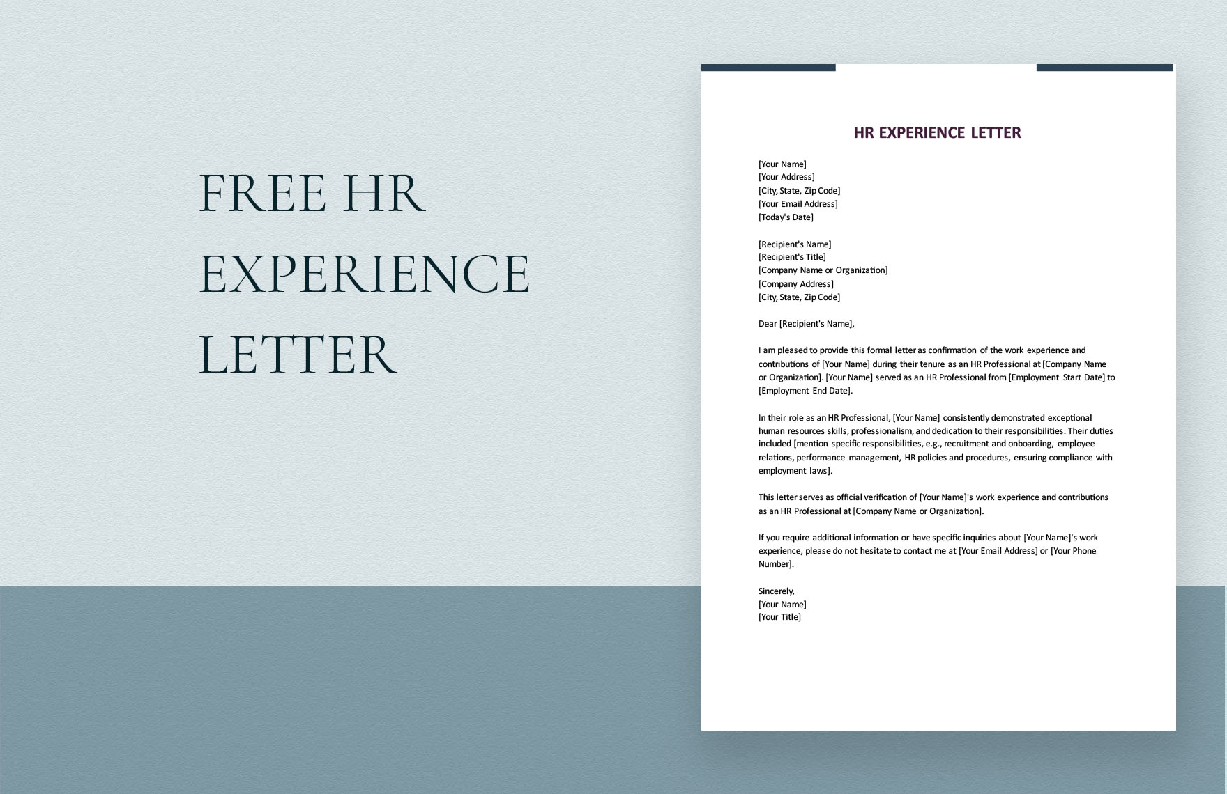 Hr Experience Letter