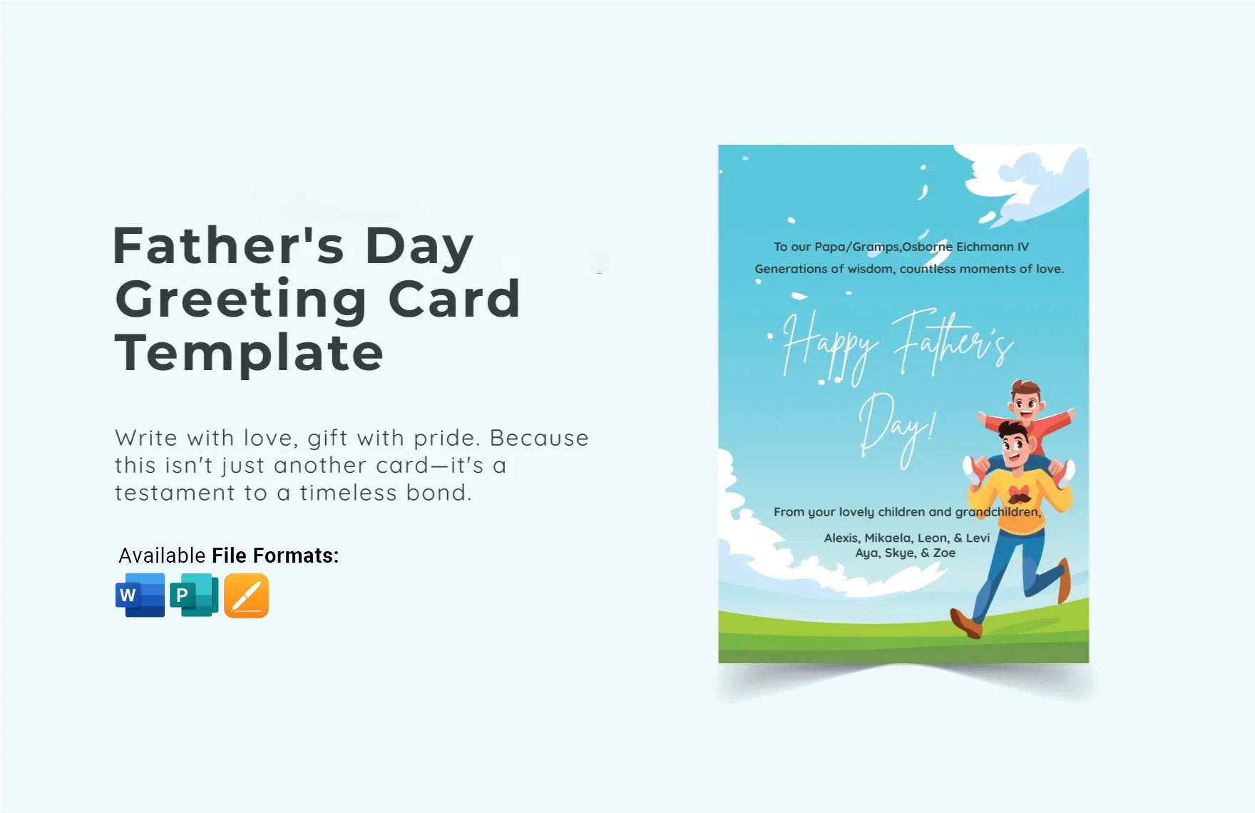 Free Father's Day Greeting Card Template in Word, Apple Pages, Publisher