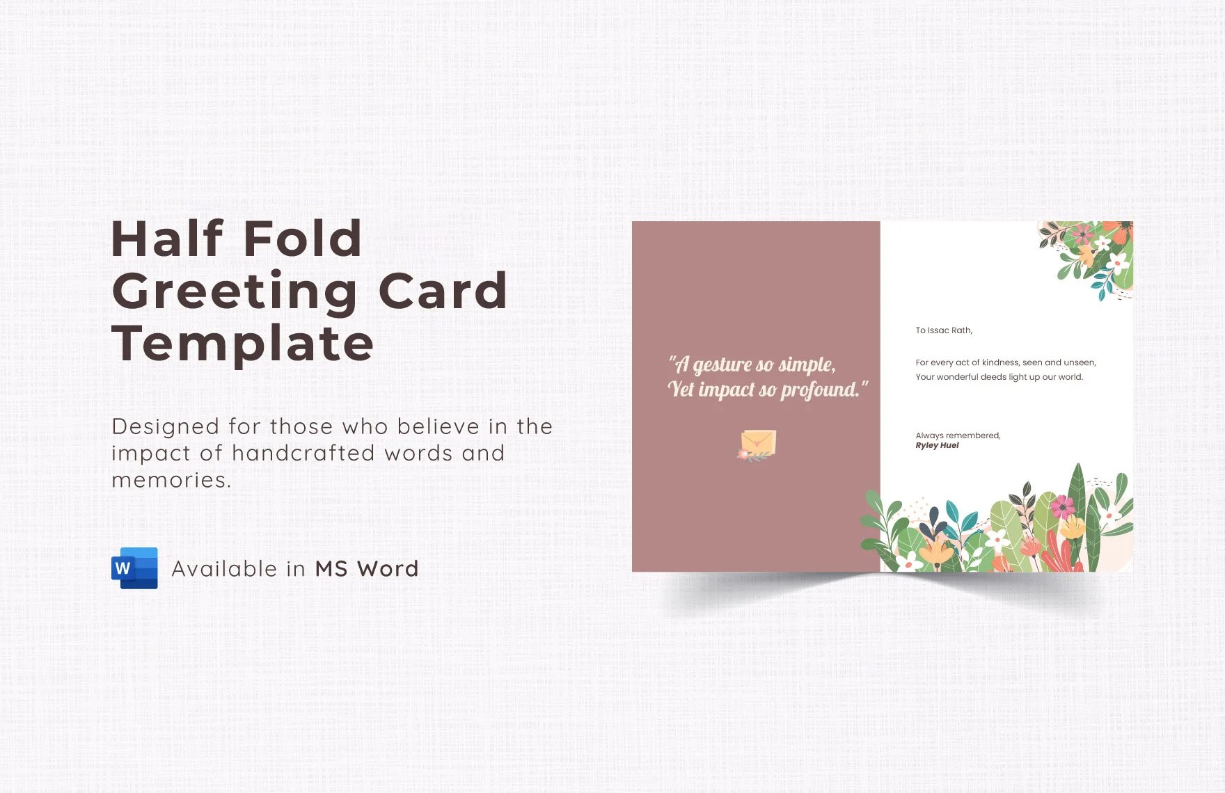 Free Half Fold Greeting Card Template in Word