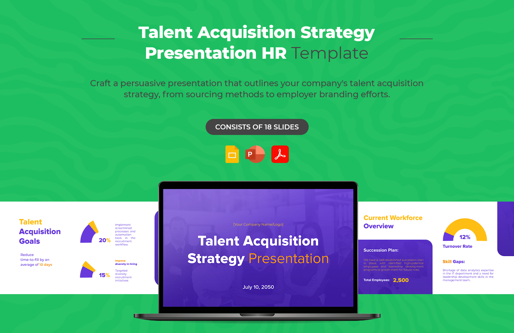 Talent Acquisition Strategy Presentation HR Template Download in PDF