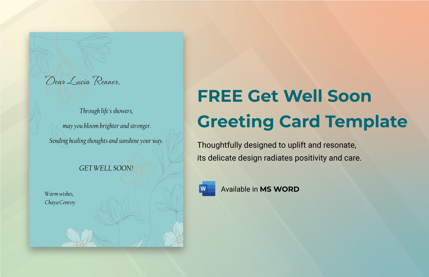 Get Well Soon Greeting Card Template