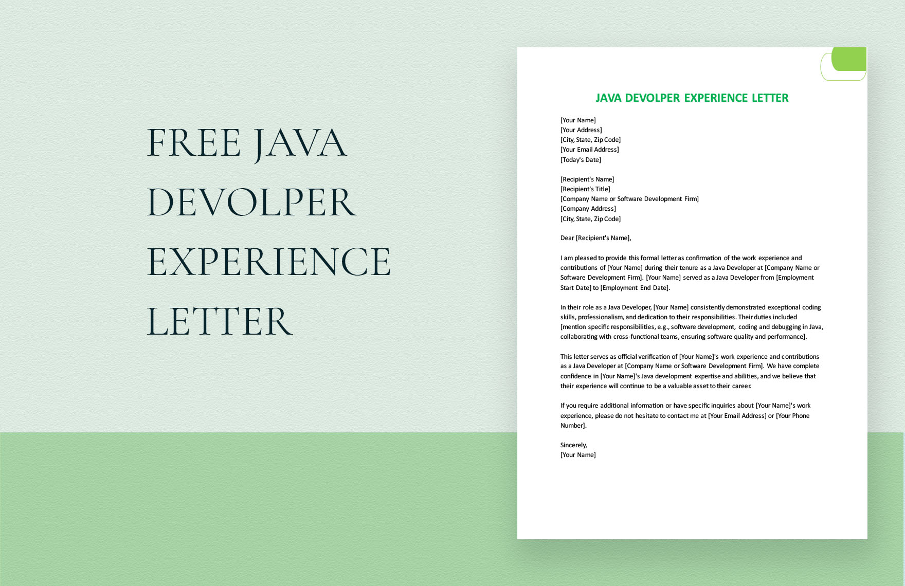 Java Developer Experience Letter