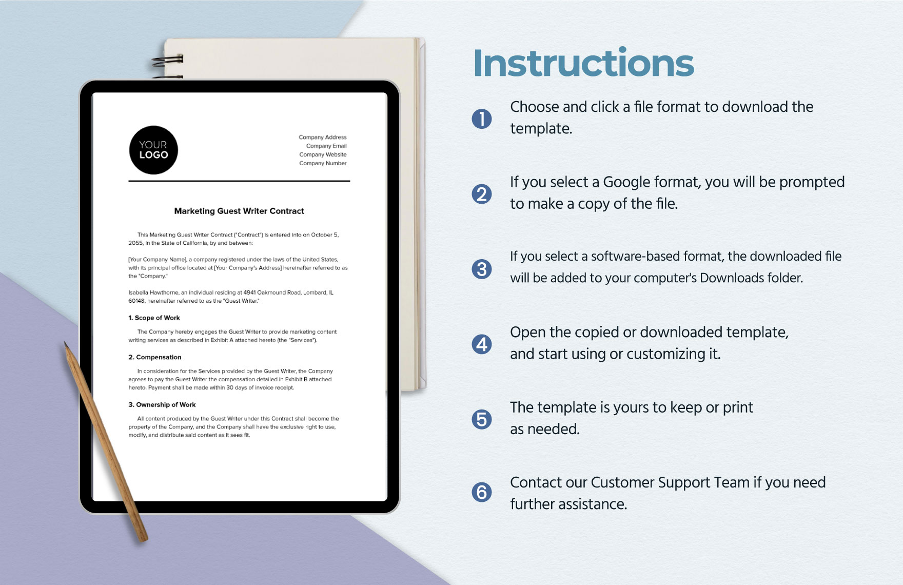 Marketing Guest Writer Contract Template