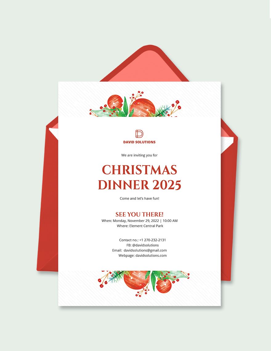 Free Corporate Christmas Dinner Invitation Template