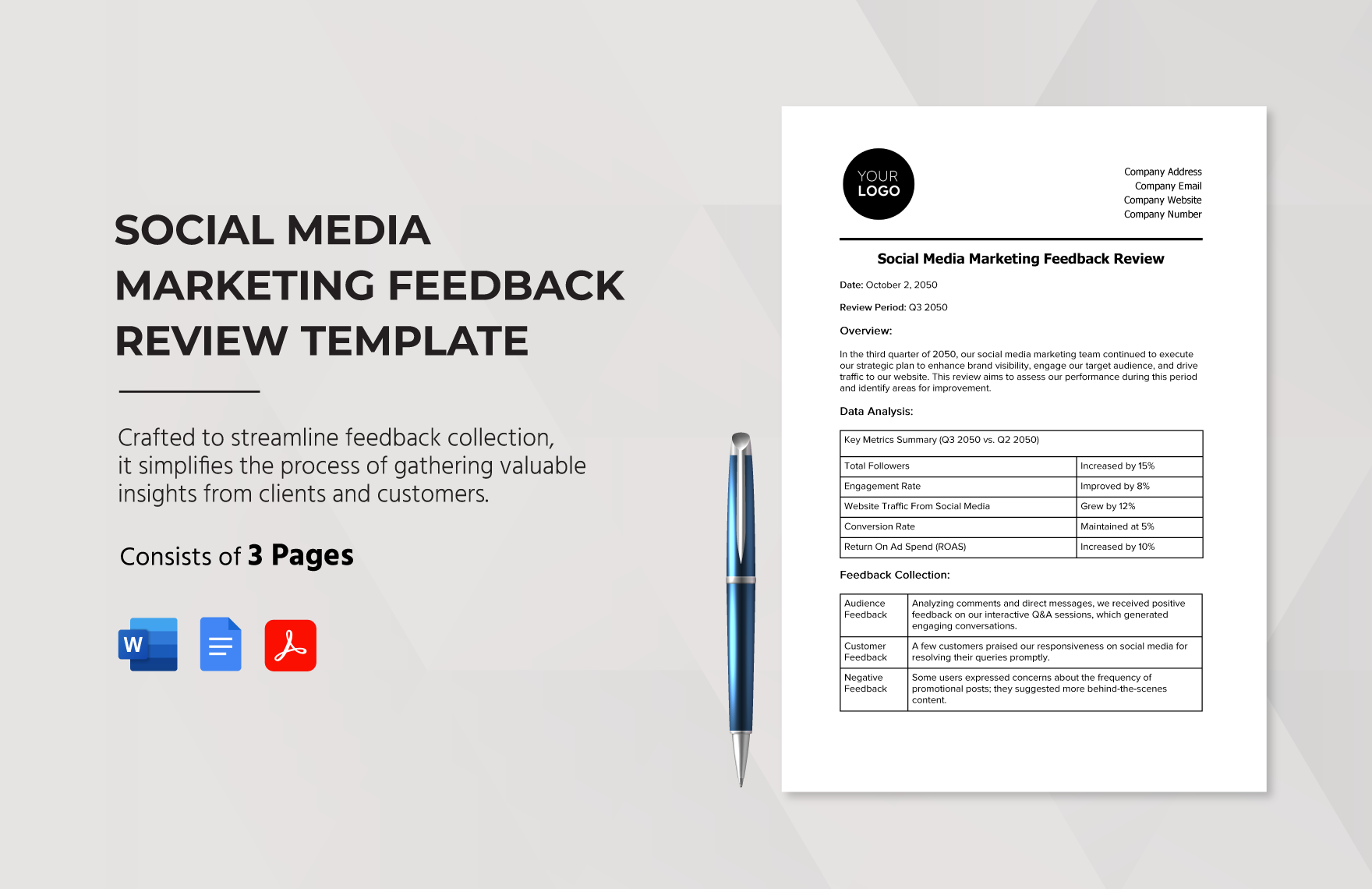 Social Media Marketing Feedback Review Template