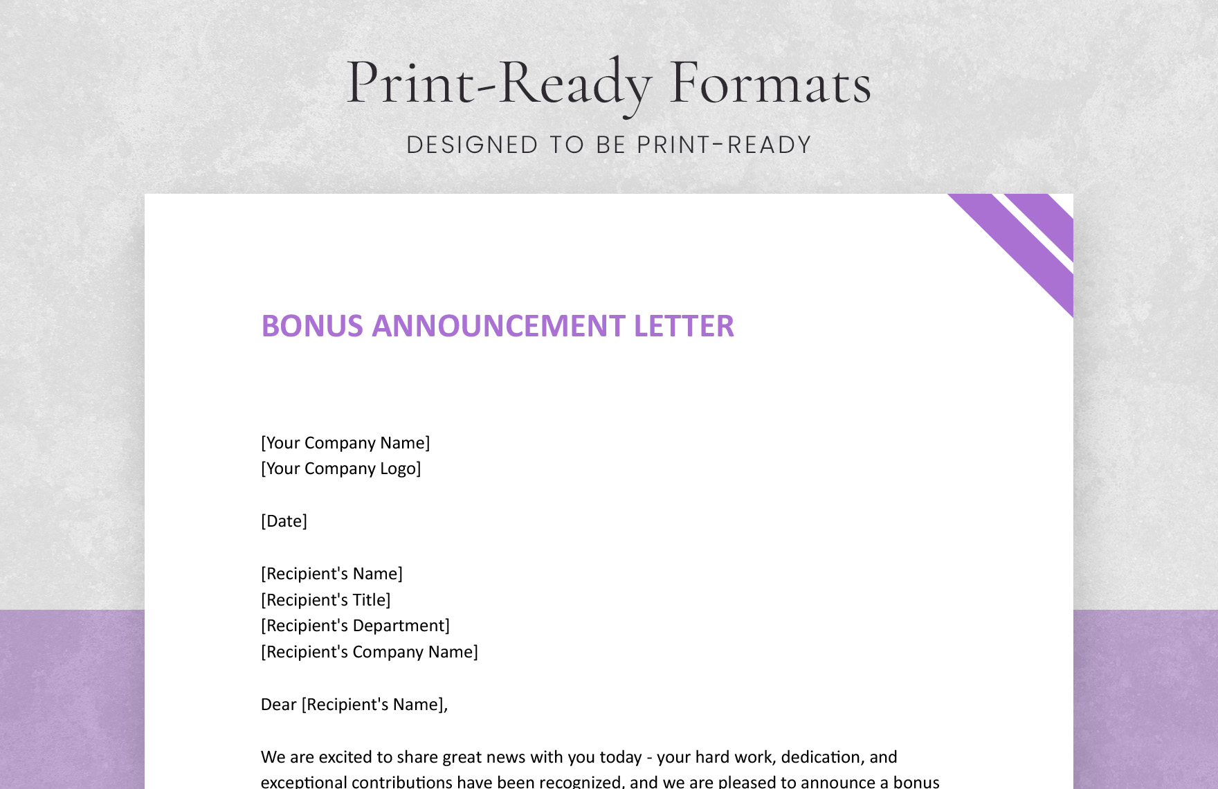 Bonus Announcement Letter
