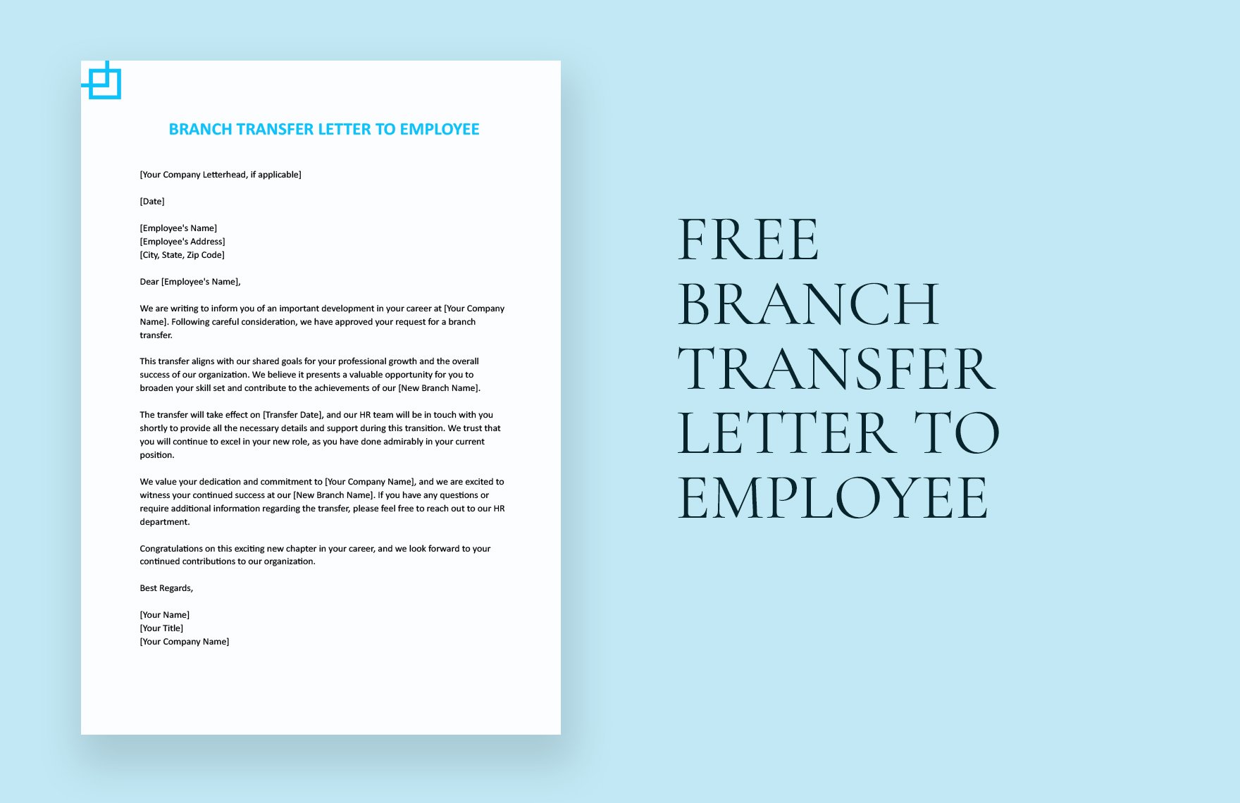 Branch Transfer Letter To Employee in Word, Google Docs