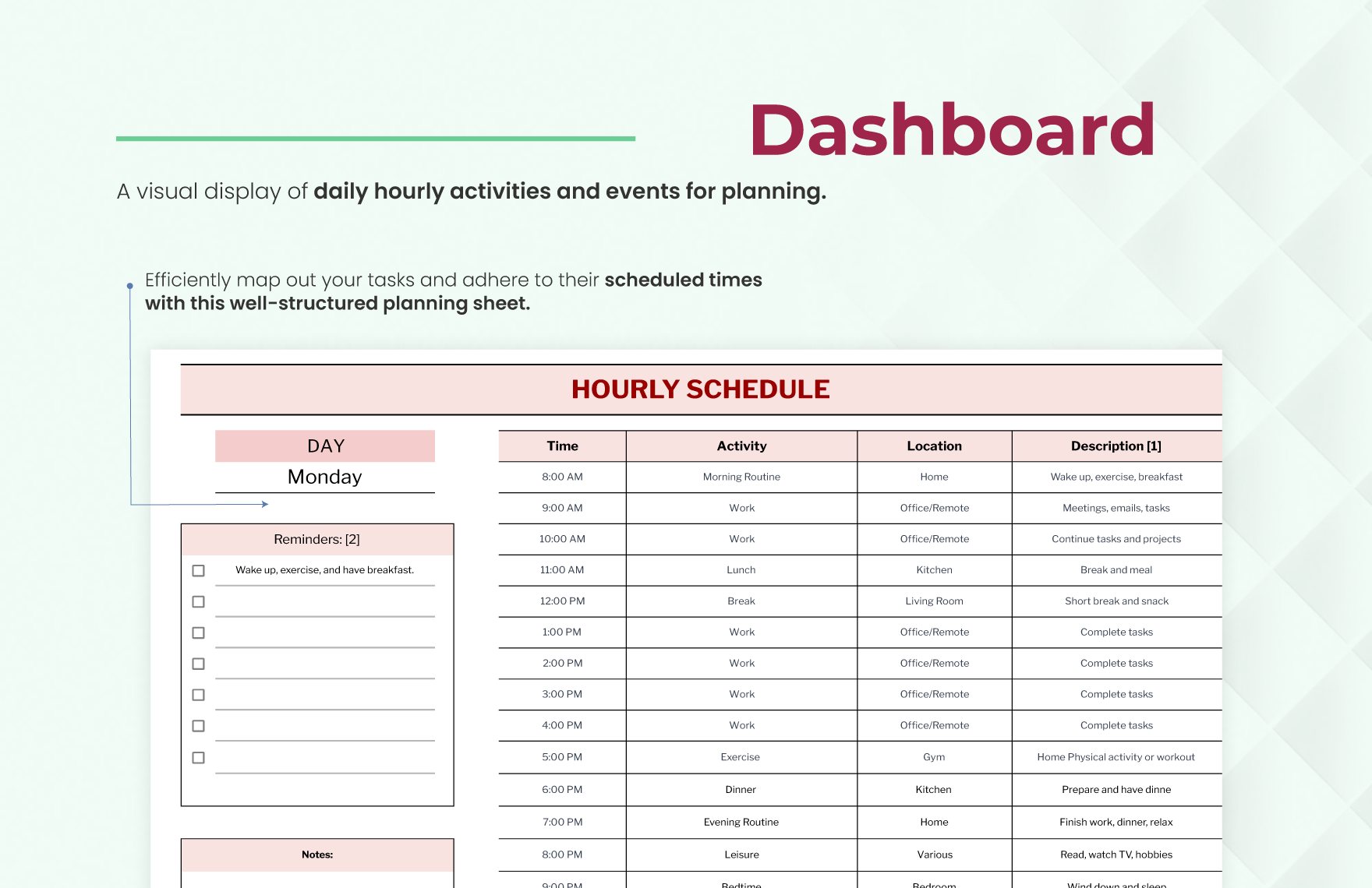 Hourly Schedule Template Download in Excel, Google Sheets