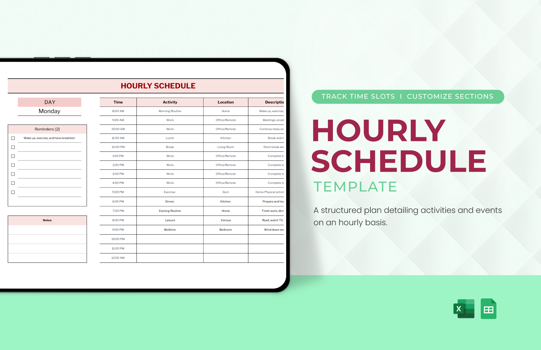 Free Hourly Planner Schedule Template Download in Word Google Docs