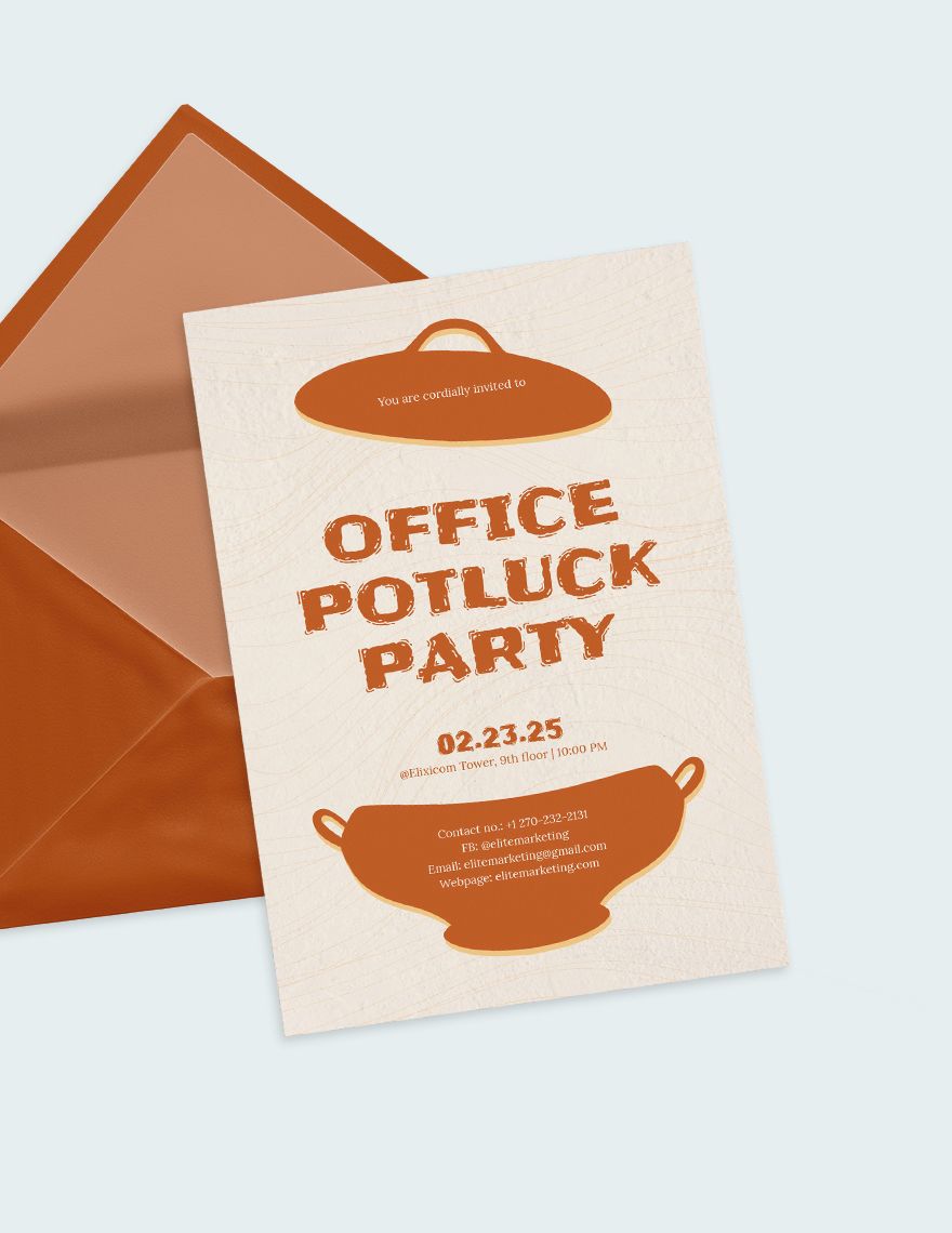 Office Potluck Party Invitation Template Illustrator, Word, Outlook