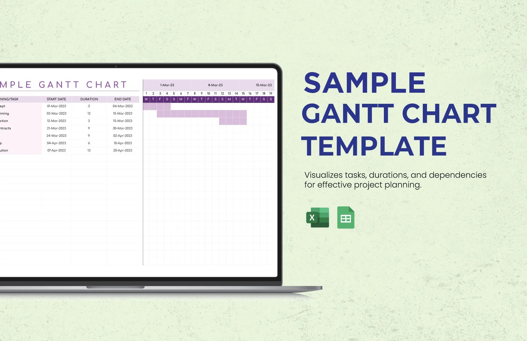 Free Sample Gantt Chart Template in Excel, Google Sheets