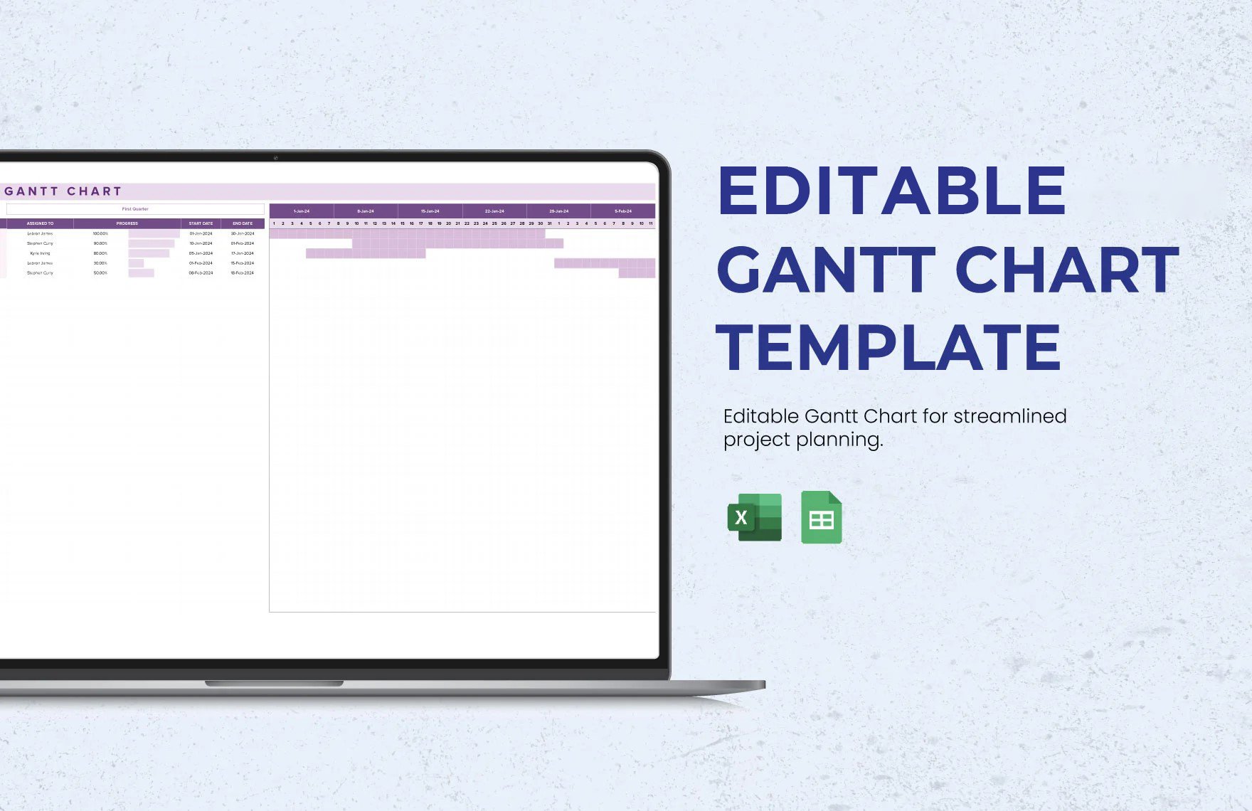 Free Editable Gantt Chart Template in Excel, Google Sheets