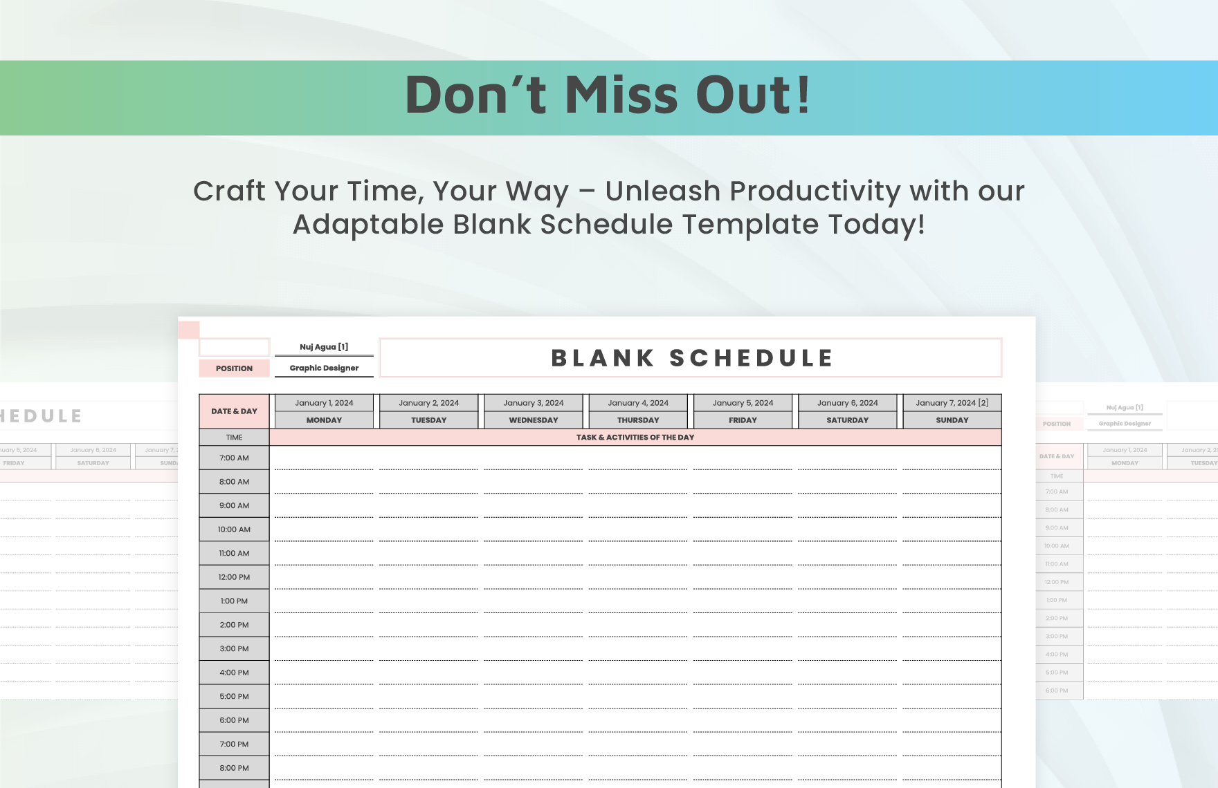 Blank Schedule Template