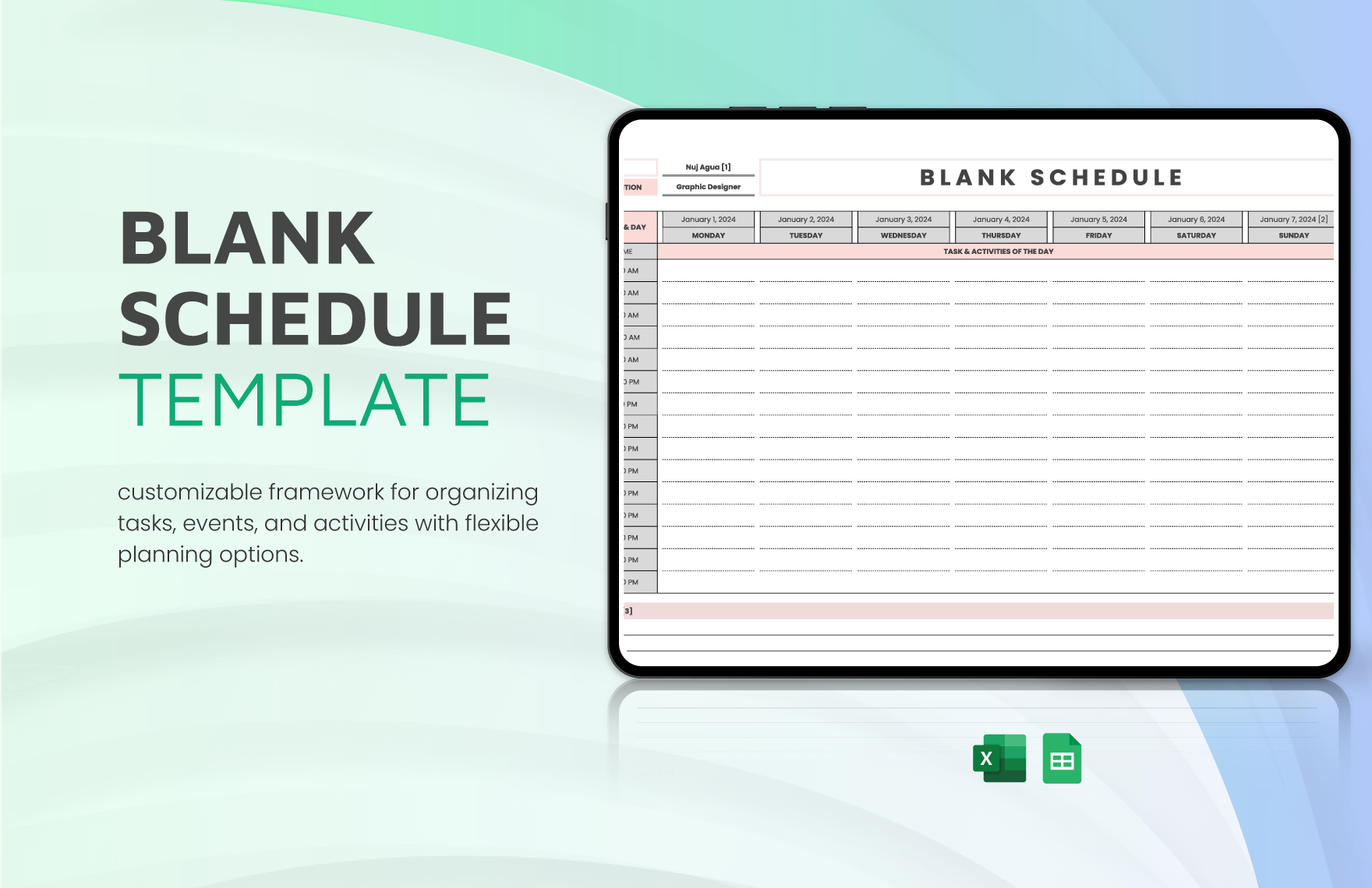 Free Blank Schedule Template in Excel, Google Sheets