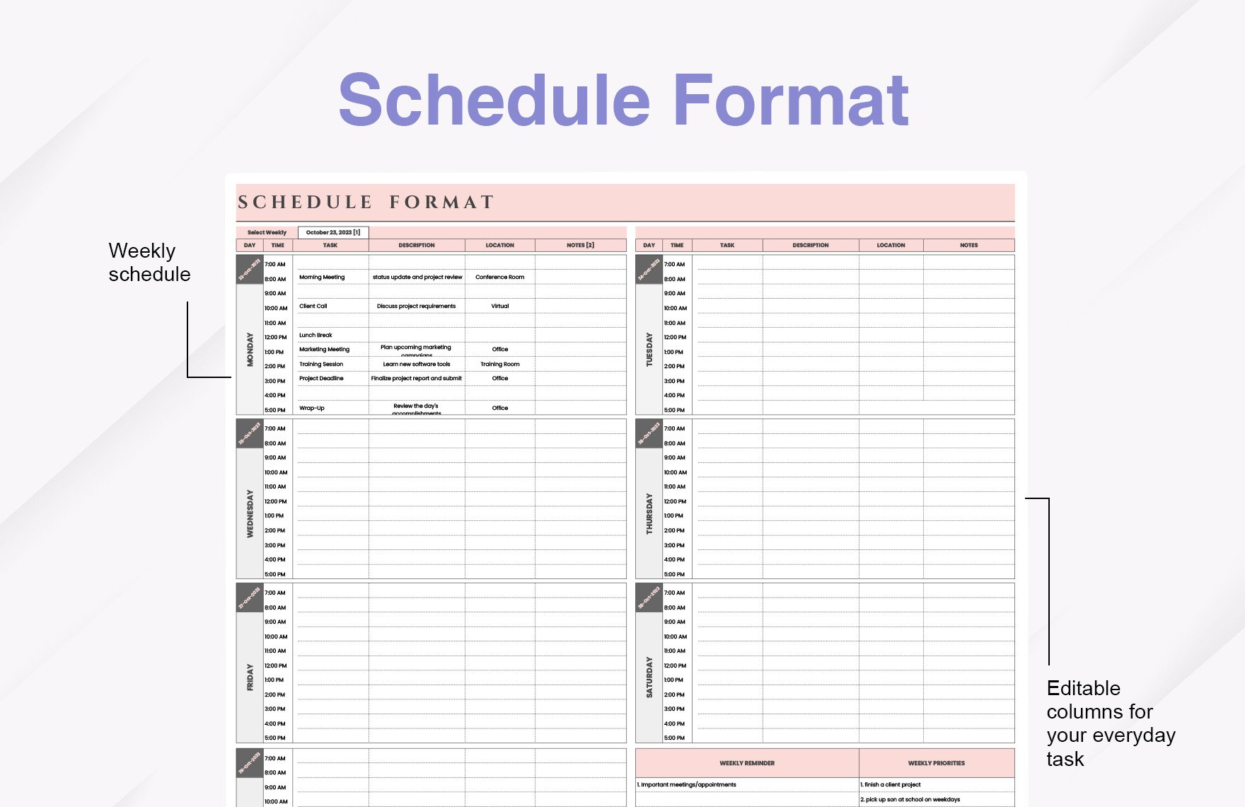 Schedule Format Template