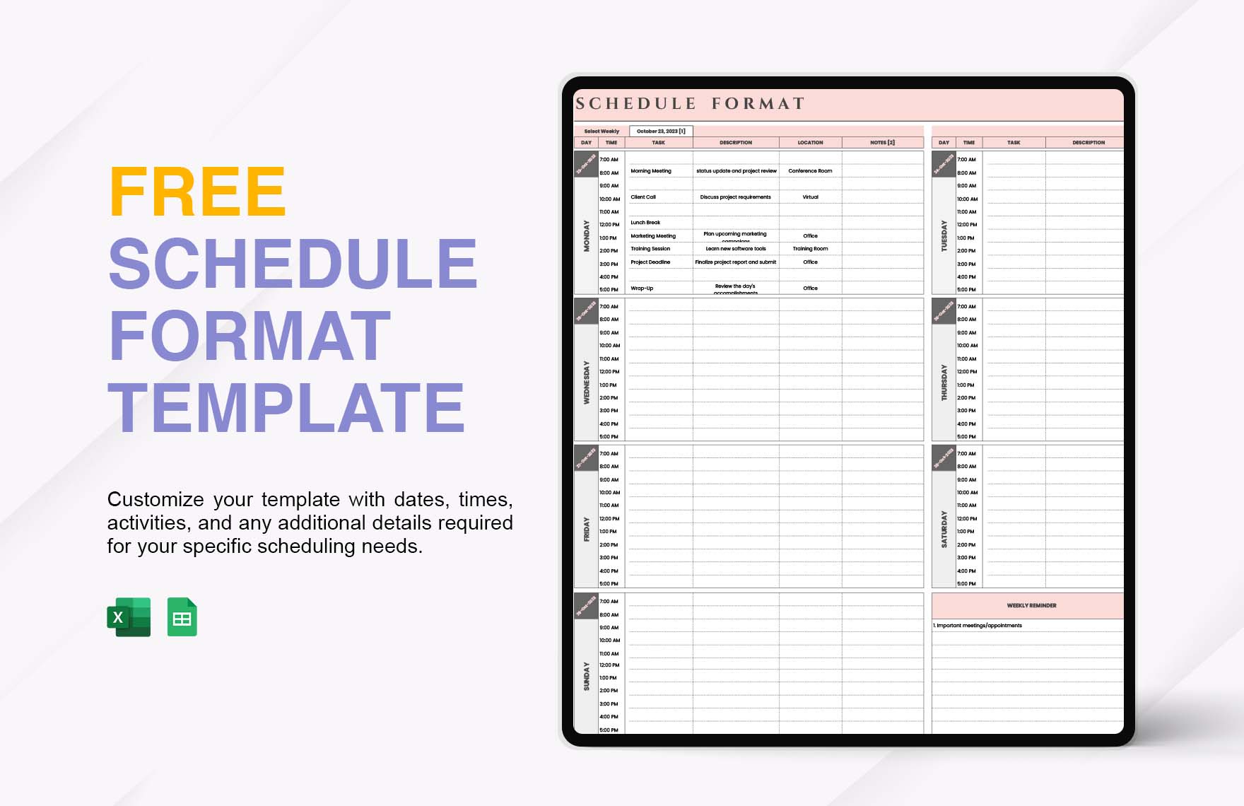 Schedule Format Template