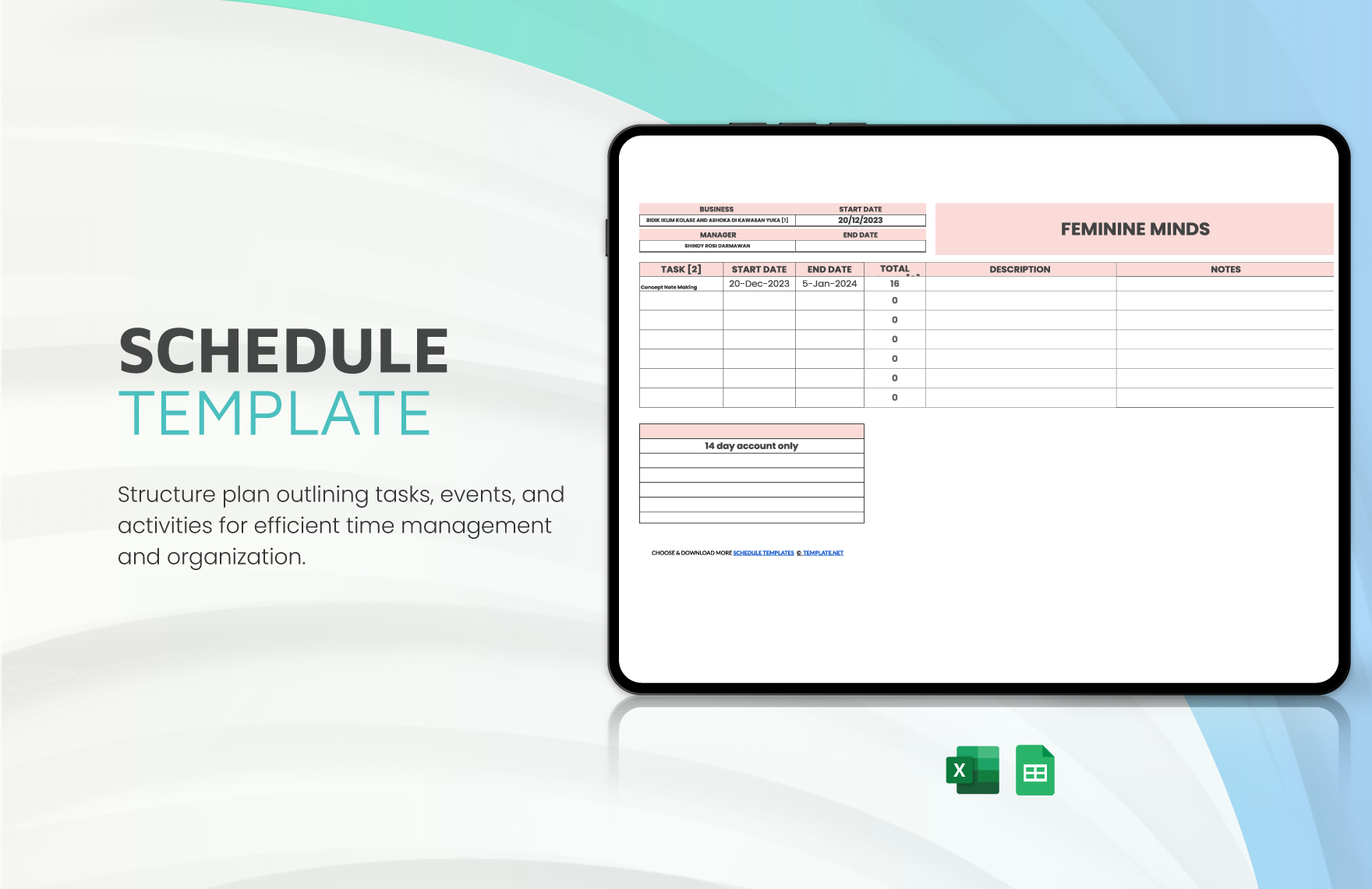 Free Schedule Template in Excel, Google Sheets