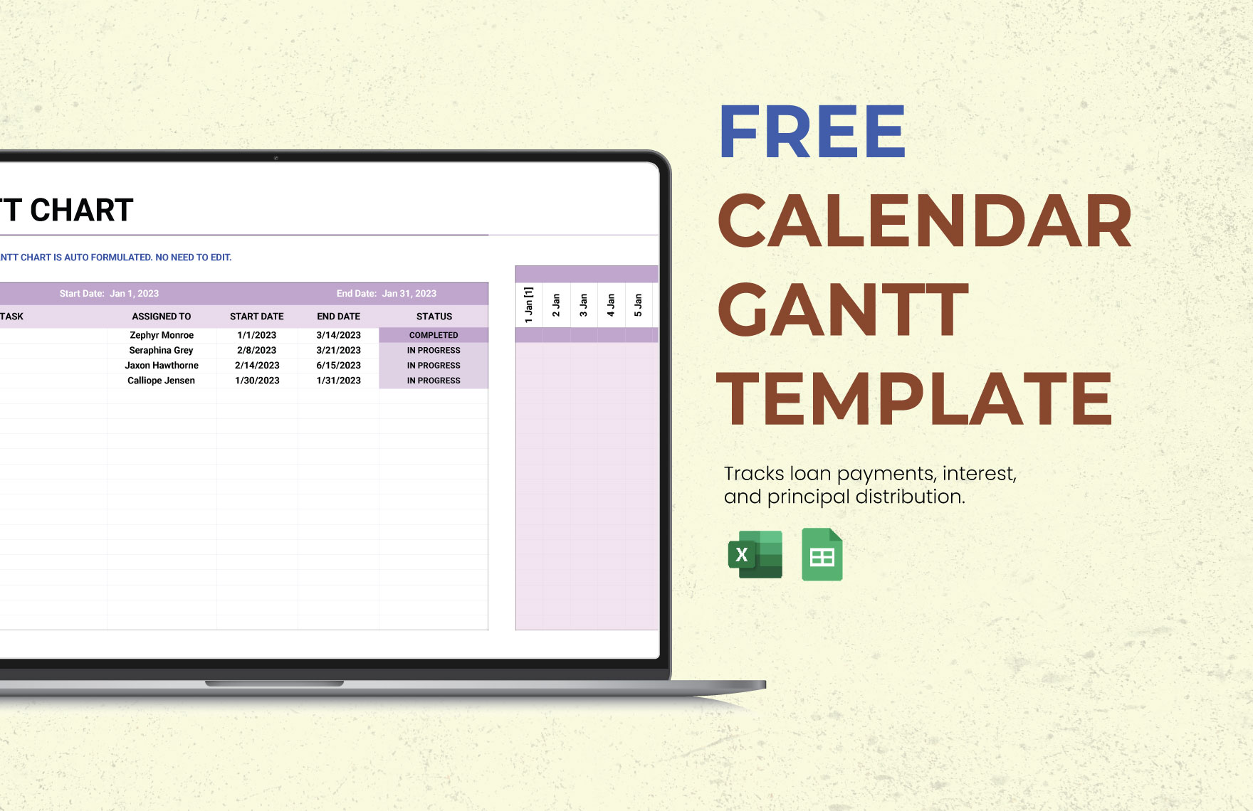 Calendar Gantt Template