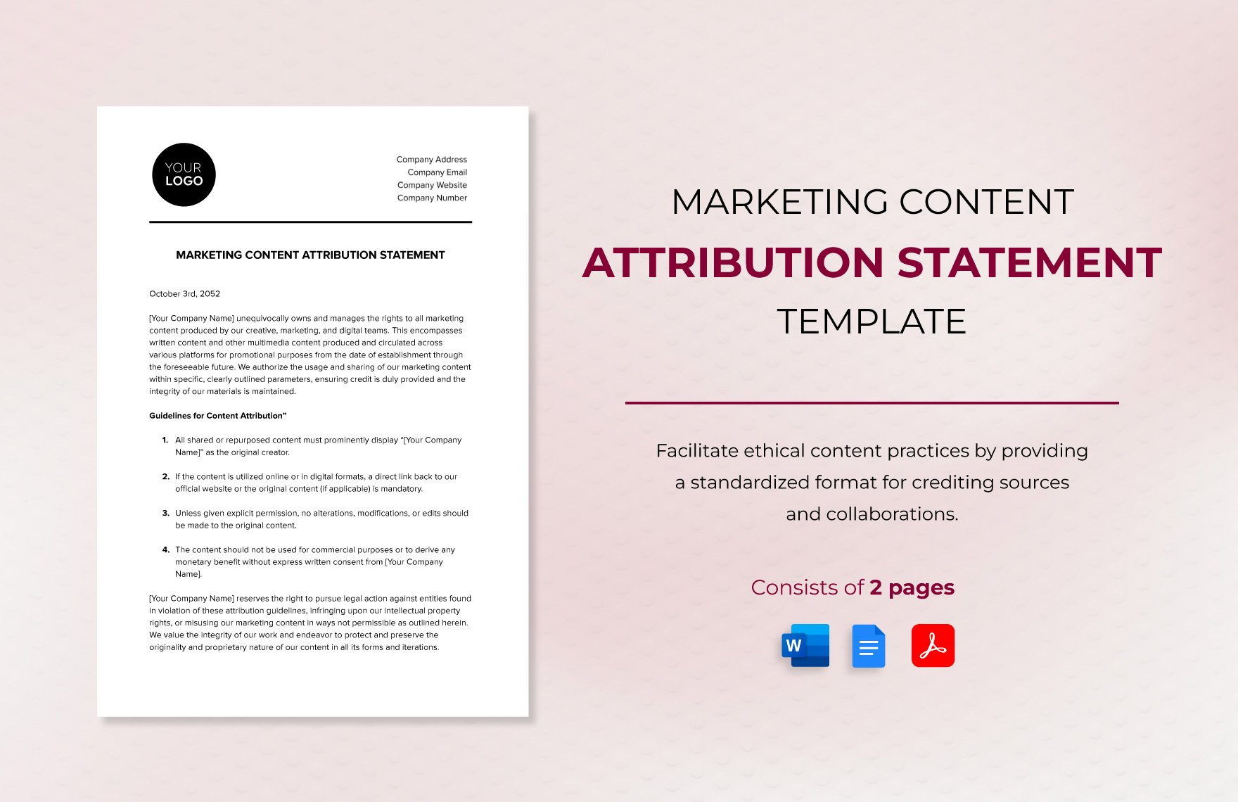 Marketing Content Attribution Statement Template