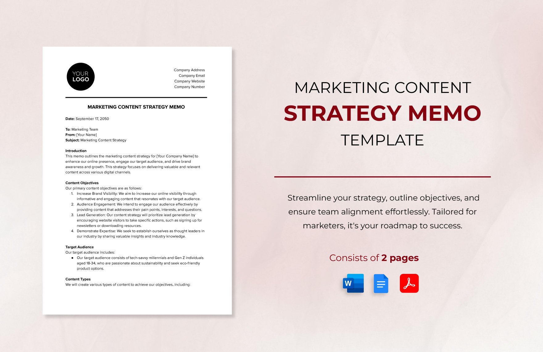 Marketing Content Strategy Memo Template
